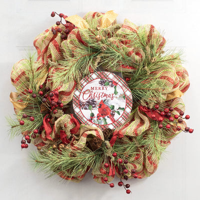 8" Metal Sign: Glitter Merry Christmas Cardinal Lifestyle Photo