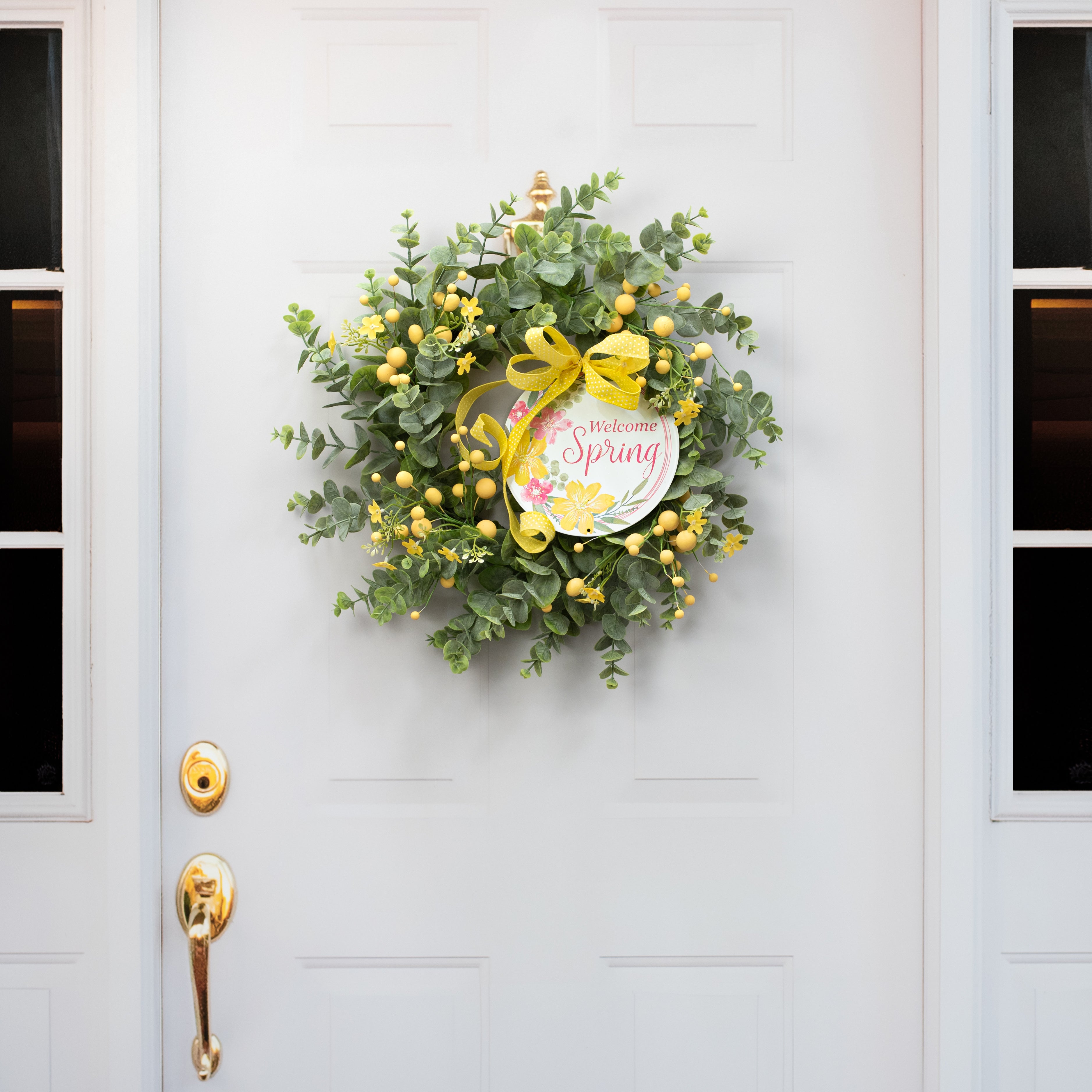 8" Metal Sign: Glitter Welcome Spring detail photo 4
