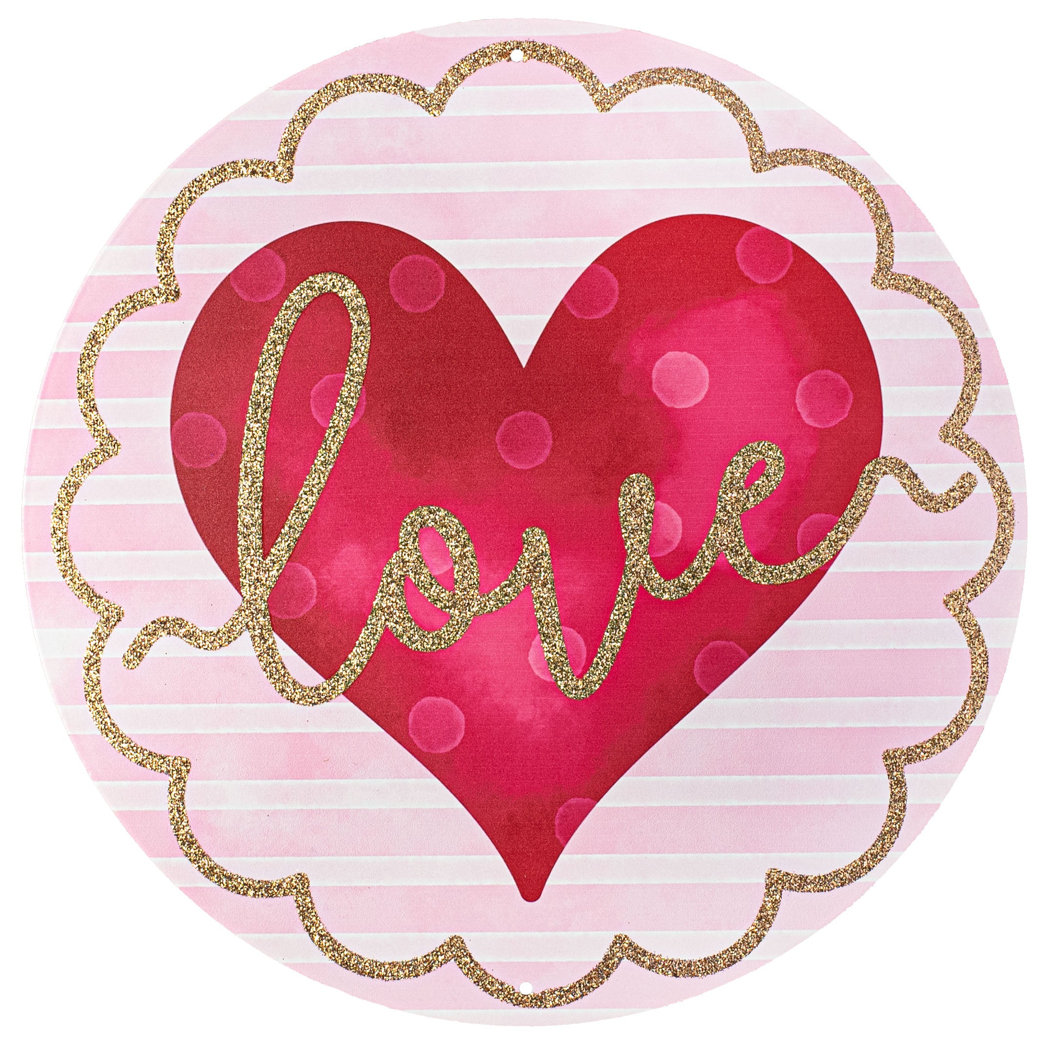 12" Metal Sign: Glittered Love Heart Item Number: MD0776