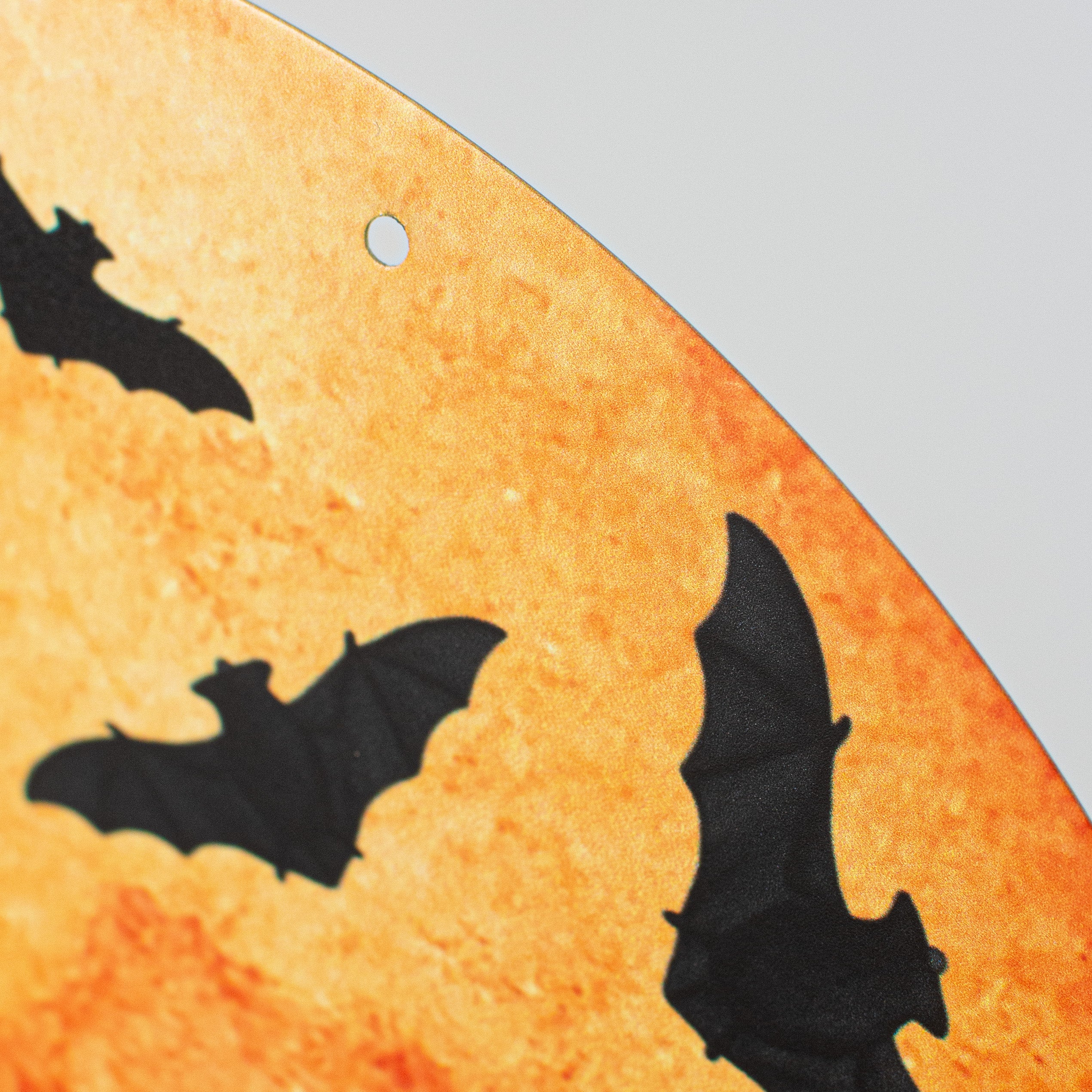 12" Metal Sign: Happy Halloween Bats in Moon detail photo 3