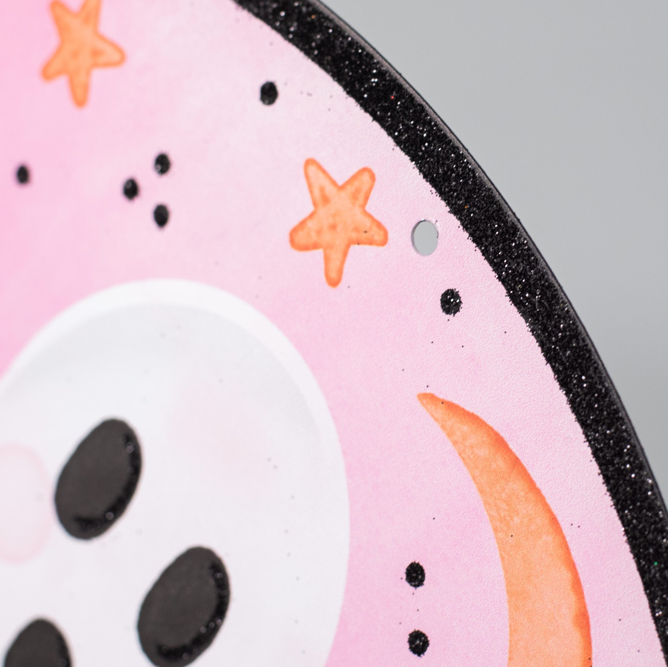 12" Metal Sign: Pink & Orange Spooky Ghost detail photo 3