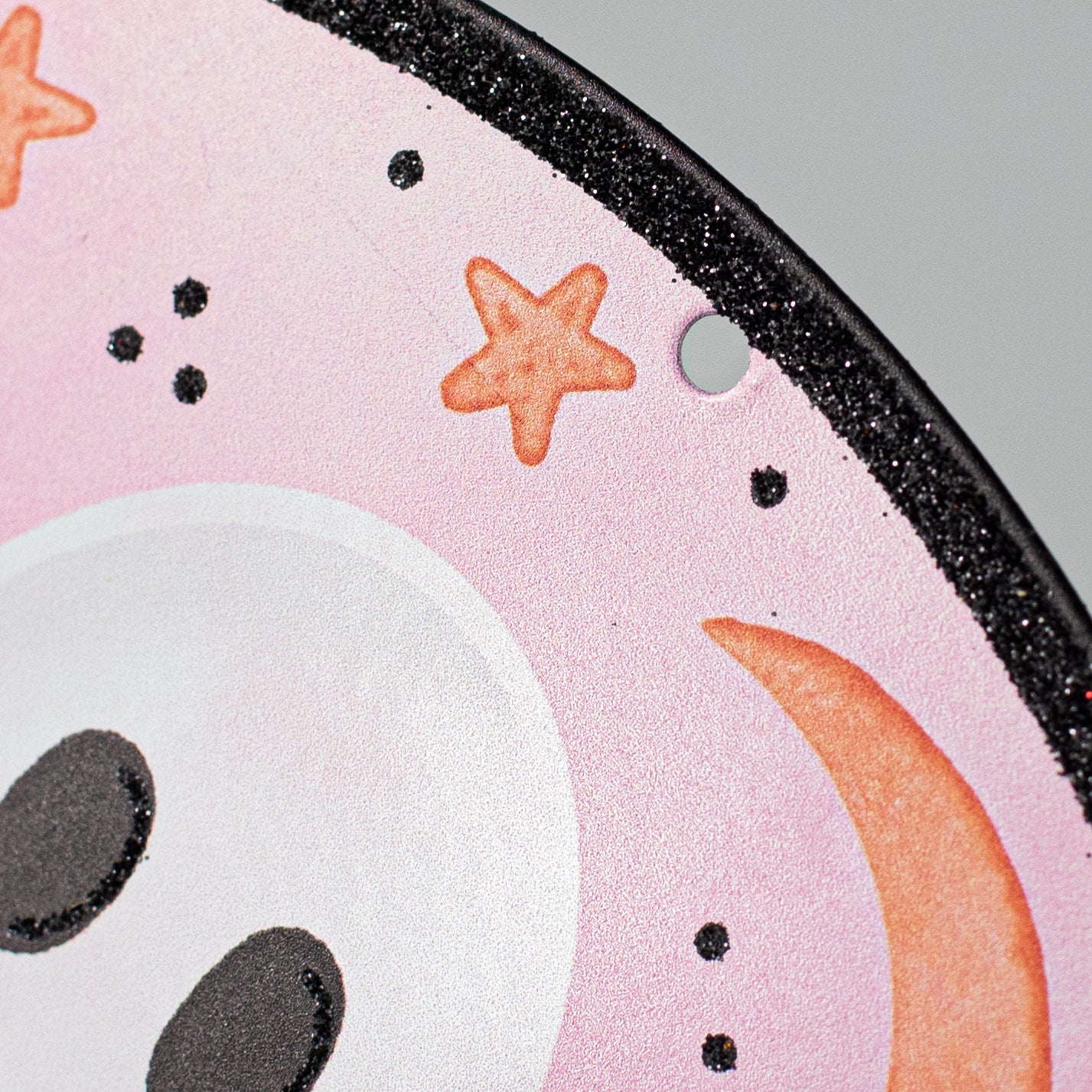 8" Metal Sign: Pink & Orange Spooky Ghost detail photo 3