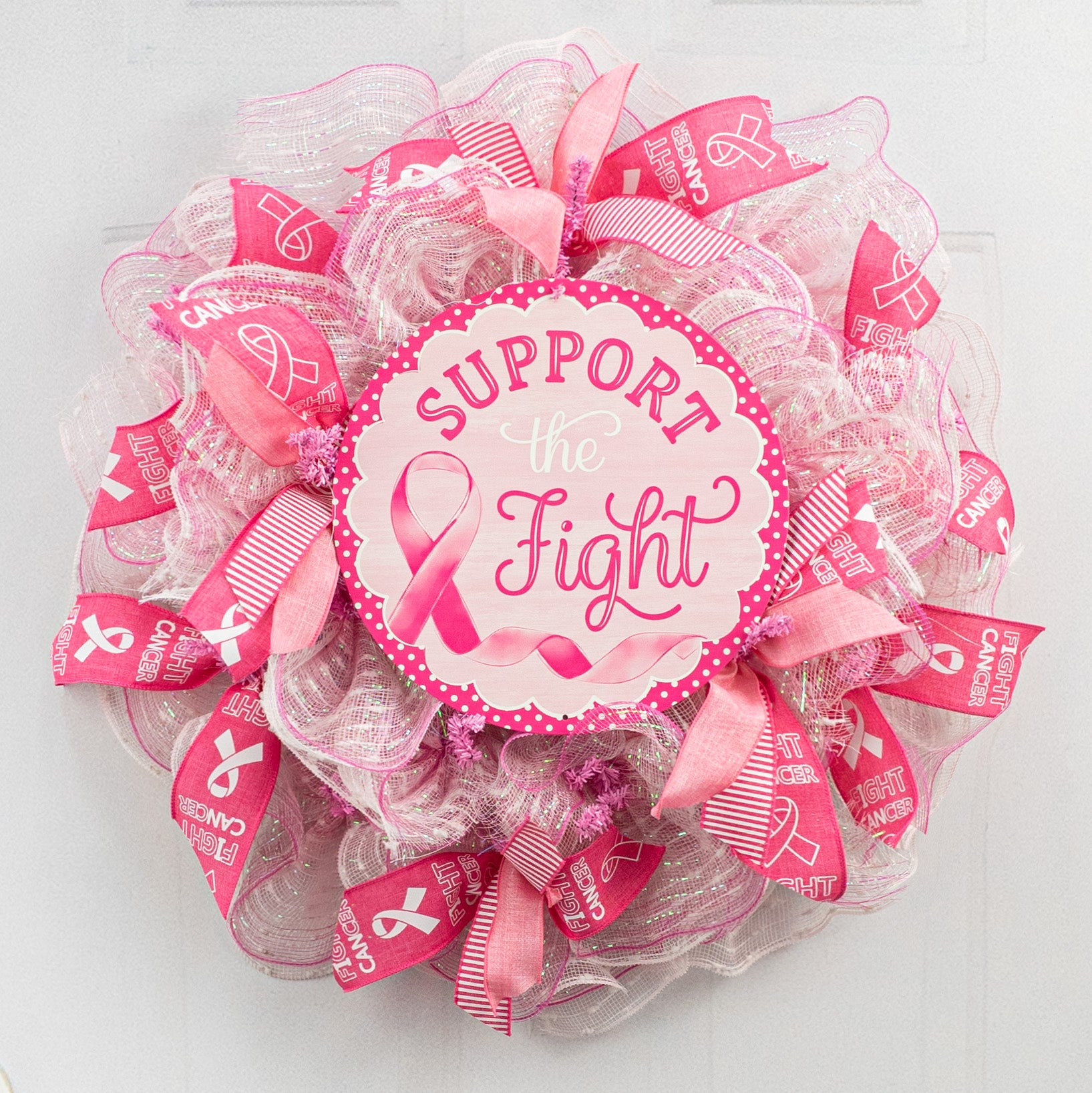 12" Metal Sign: Pink Support the Fight Lifestyle Photo