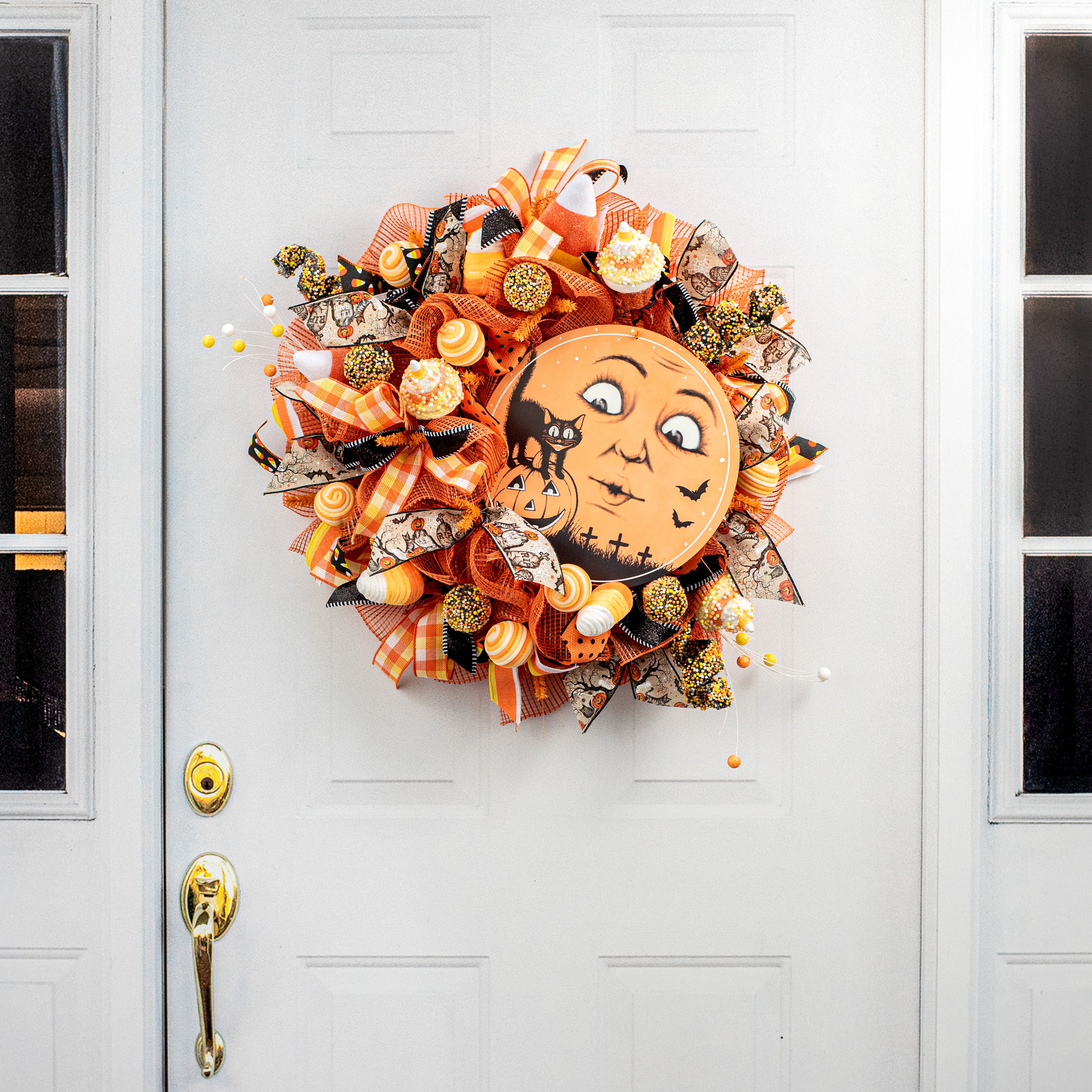 12" Metal Sign: Vintage Orange Moon Face detail photo 4
