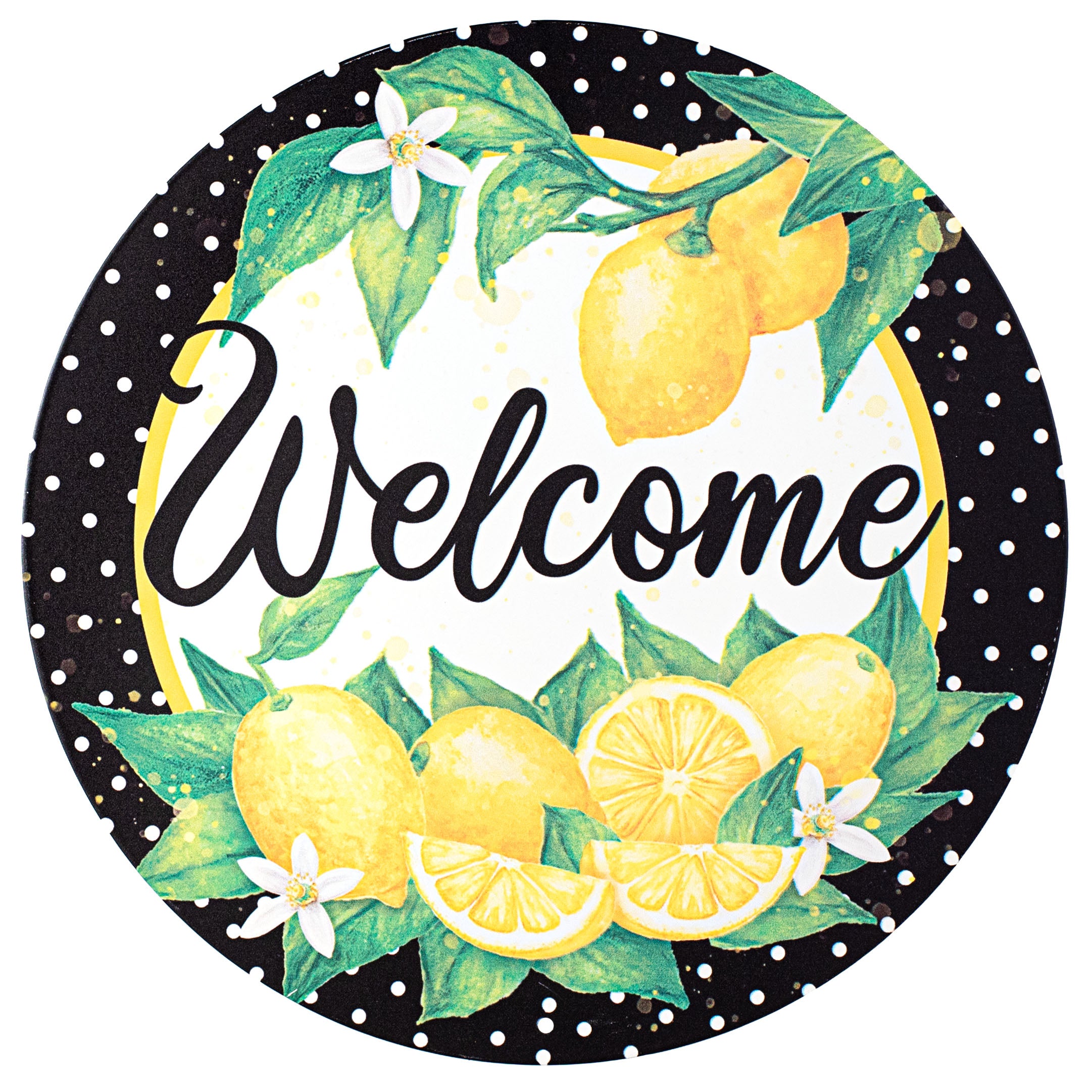 12" Metal Sign: Welcome Lemons Polka Dot Item Number: MD0876