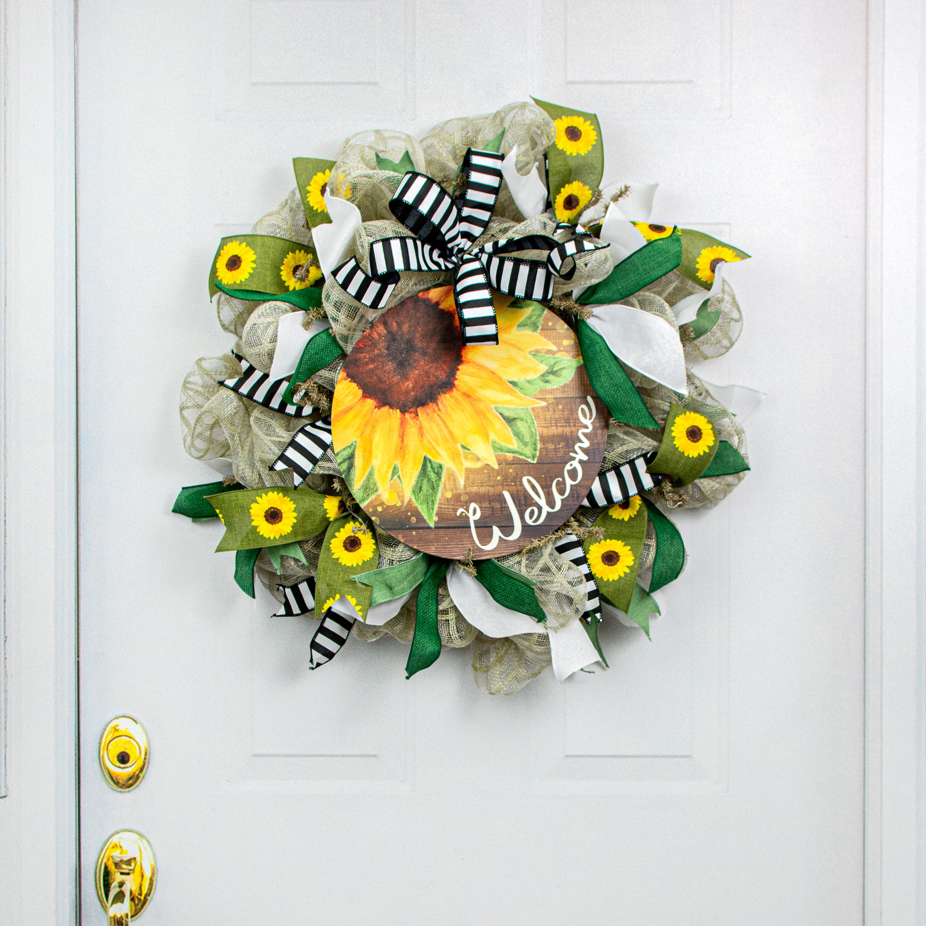 12" Metal Sign: Welcome Sunflower Lifestyle Photo