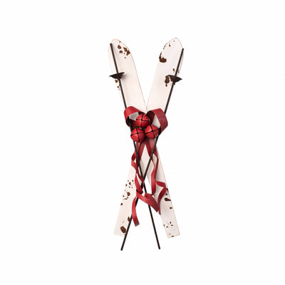 17" Metal Skis, Poles, Bow: Rustic White & Red Item Number: XC712744