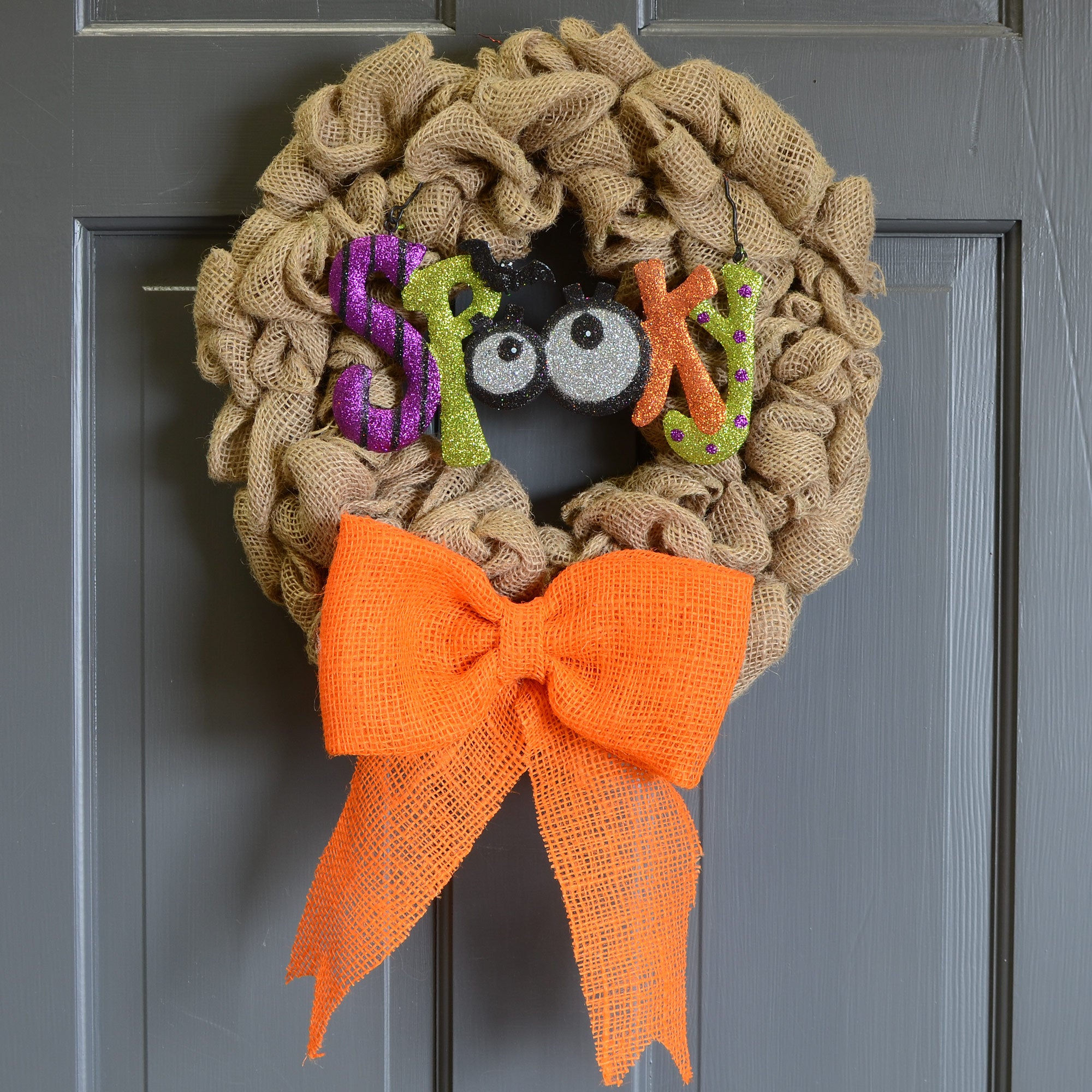 8" Metal Spooky Halloween Hanging Sign Lifestyle Photo