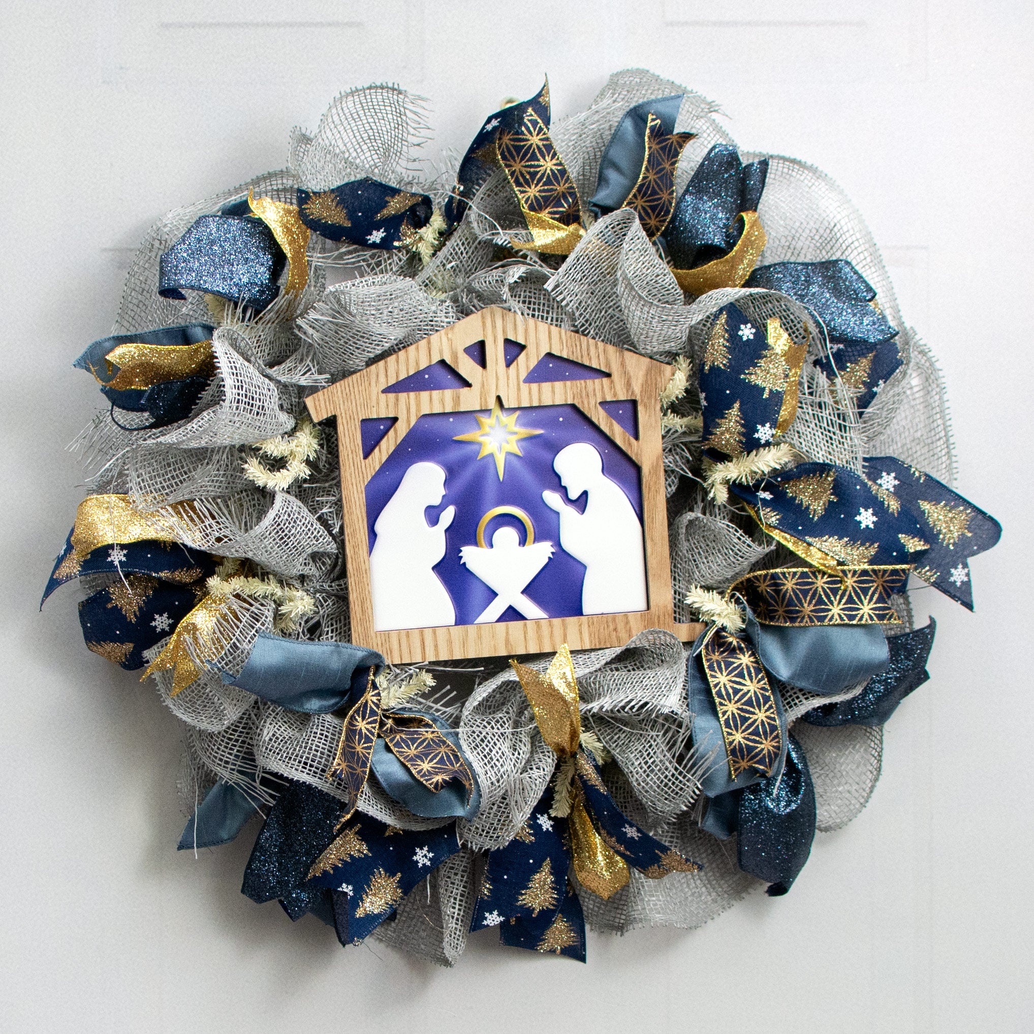 10" Metal & Wood Nativity Sign: Navy Lifestyle Photo