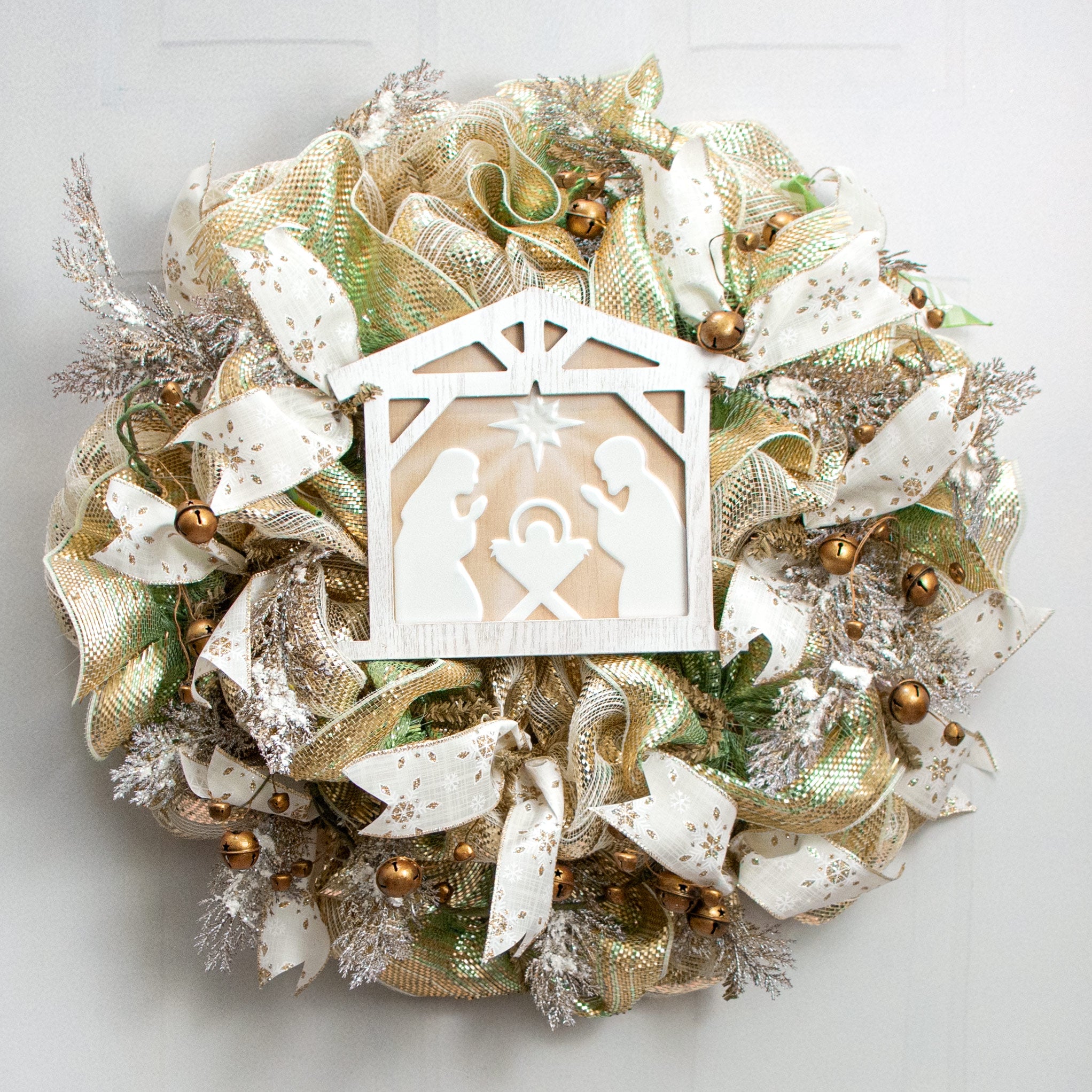 10" Metal & Wood Nativity Sign: White Lifestyle Photo