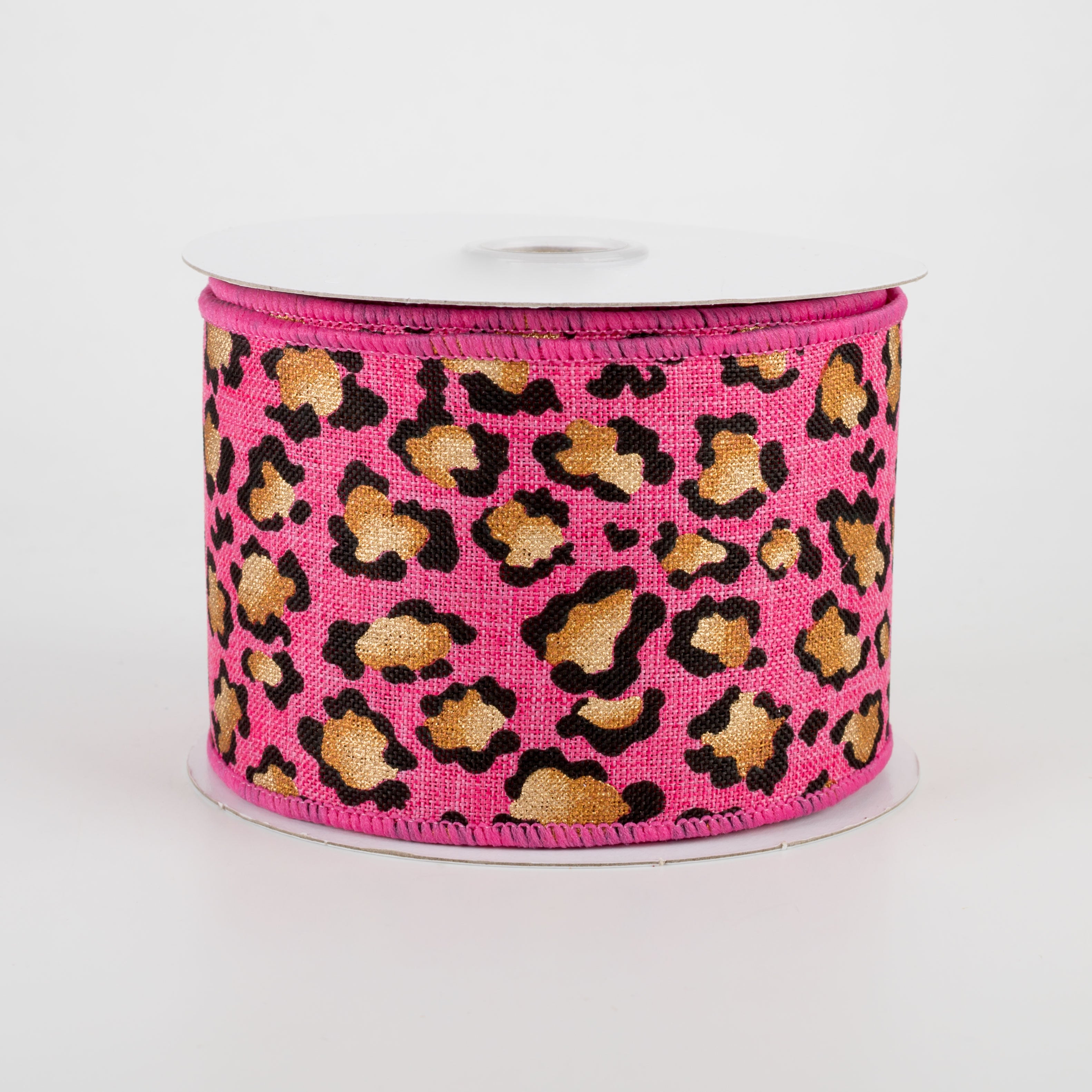 2.5" Metallic Animal Print Ribbon: Hot Pink (10 Yards)