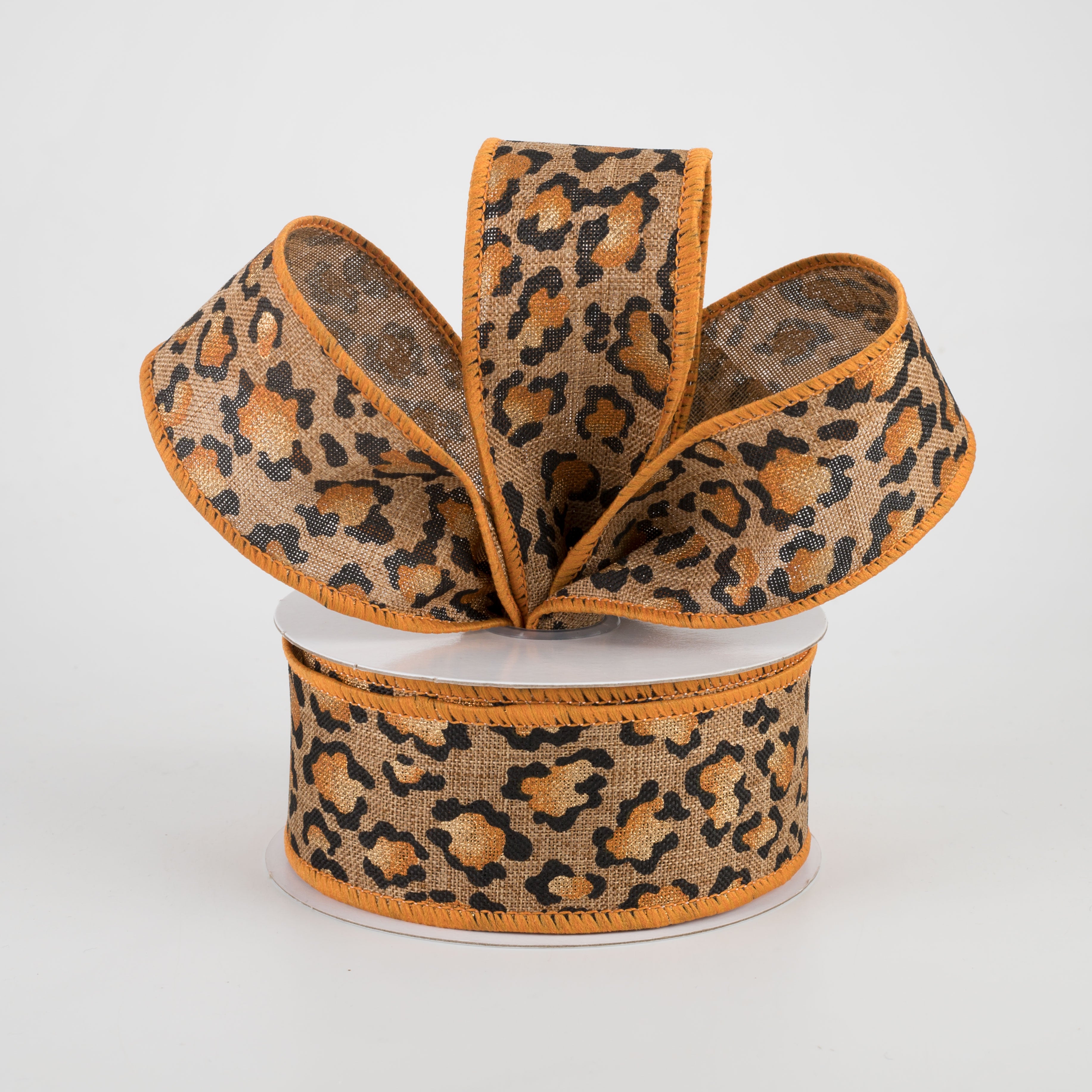 1.5" Metallic Animal Print Ribbon: Tan (10 Yards) Lifestyle Photo