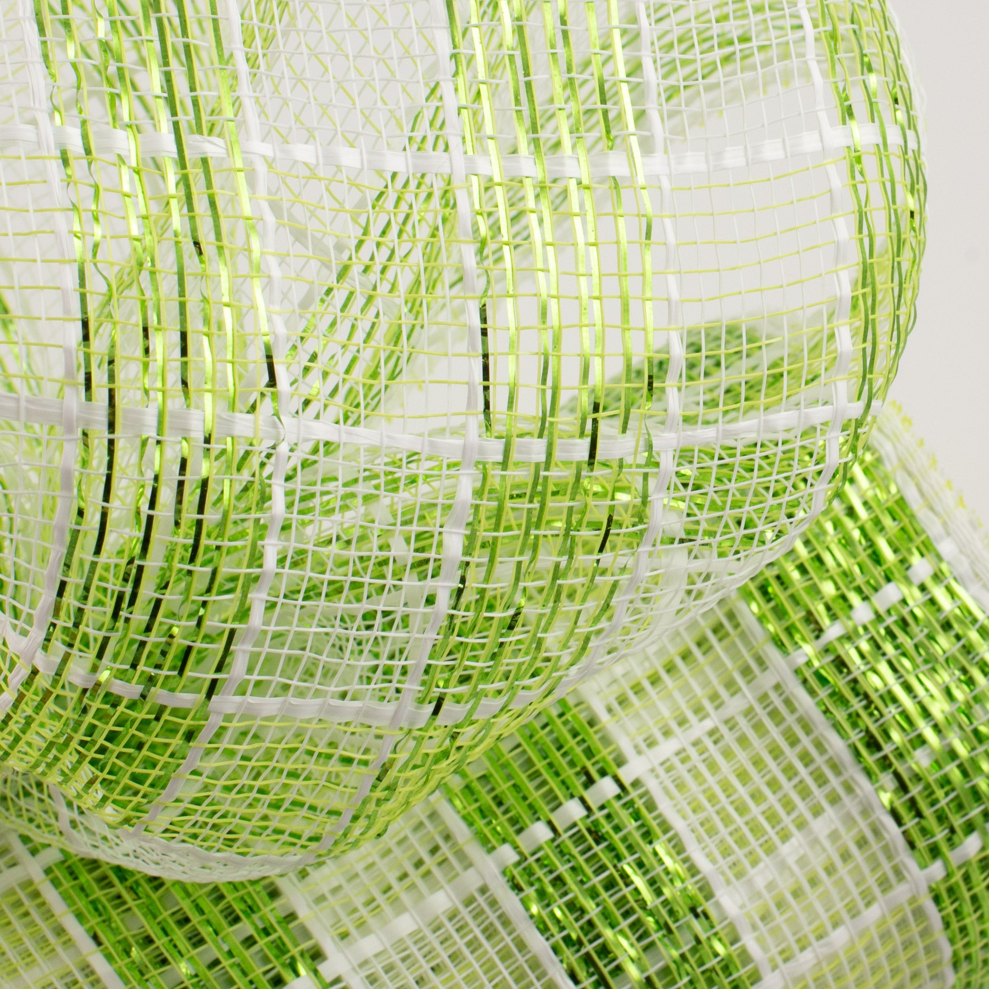 10" Metallic Check Mesh: Apple Green & White (10 Yards) Lifestyle Photo