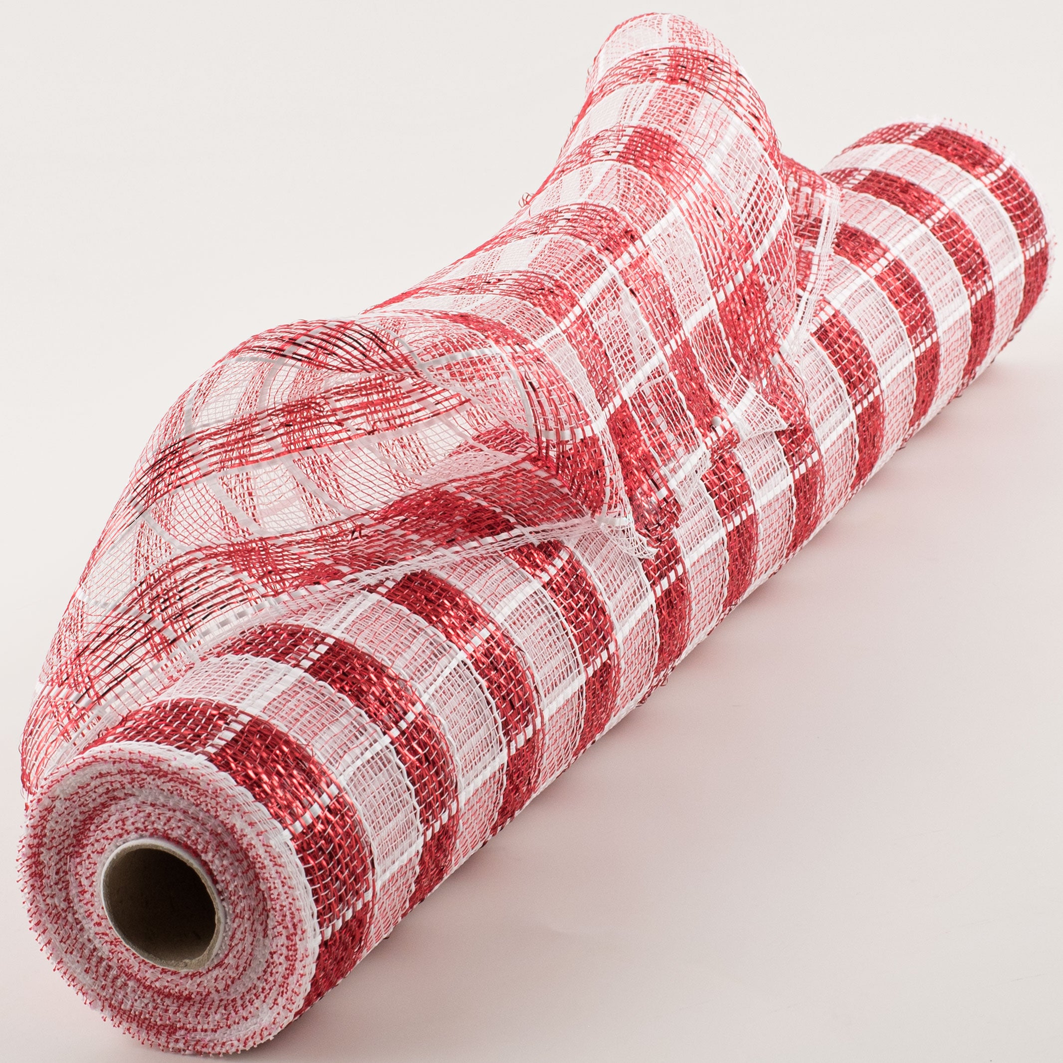 21" Metallic Check Mesh: Red & White (10 Yards) Item Number: RE1067N5