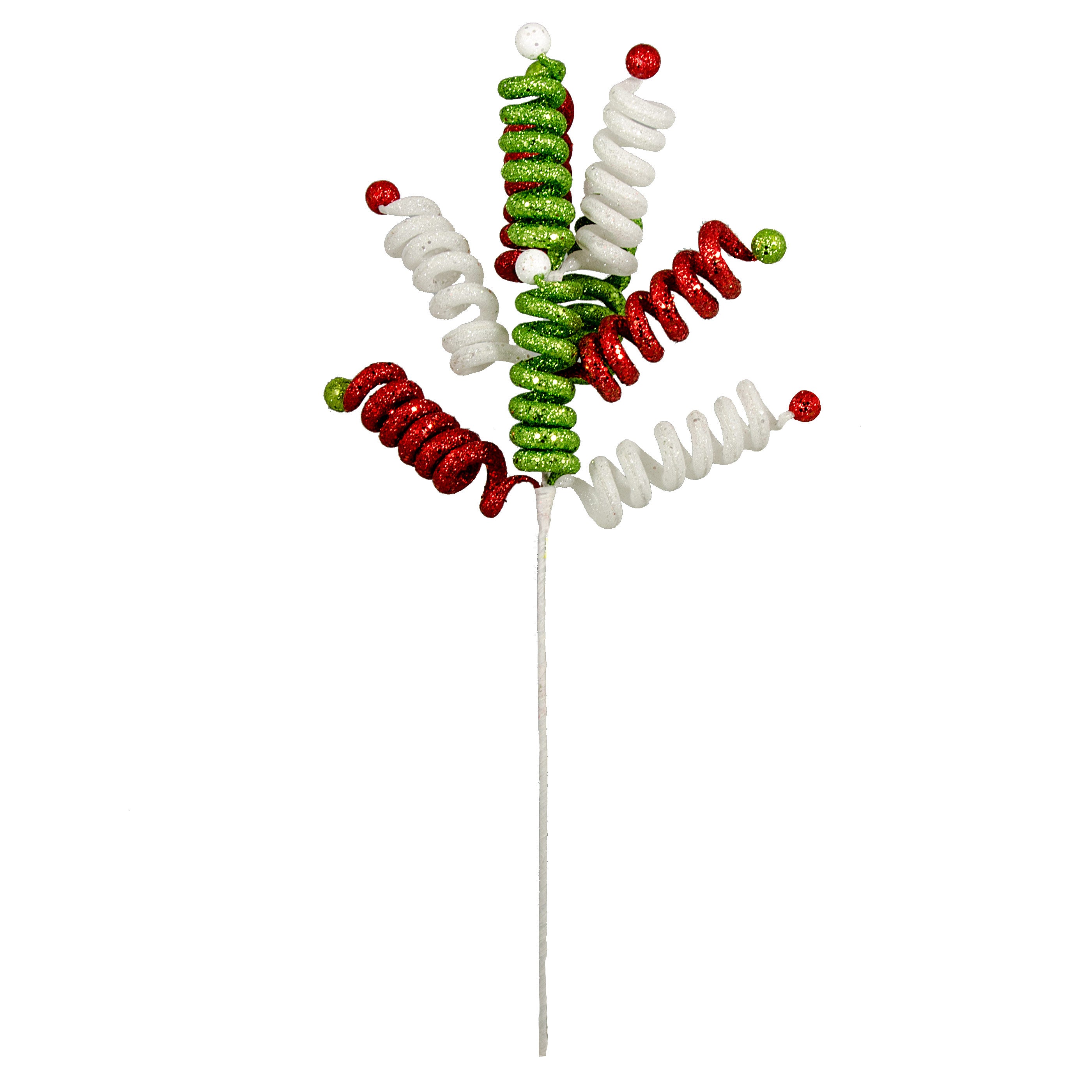 30" Metallic Curly Ball Spray: Lime Green, Red, White detail photo 5