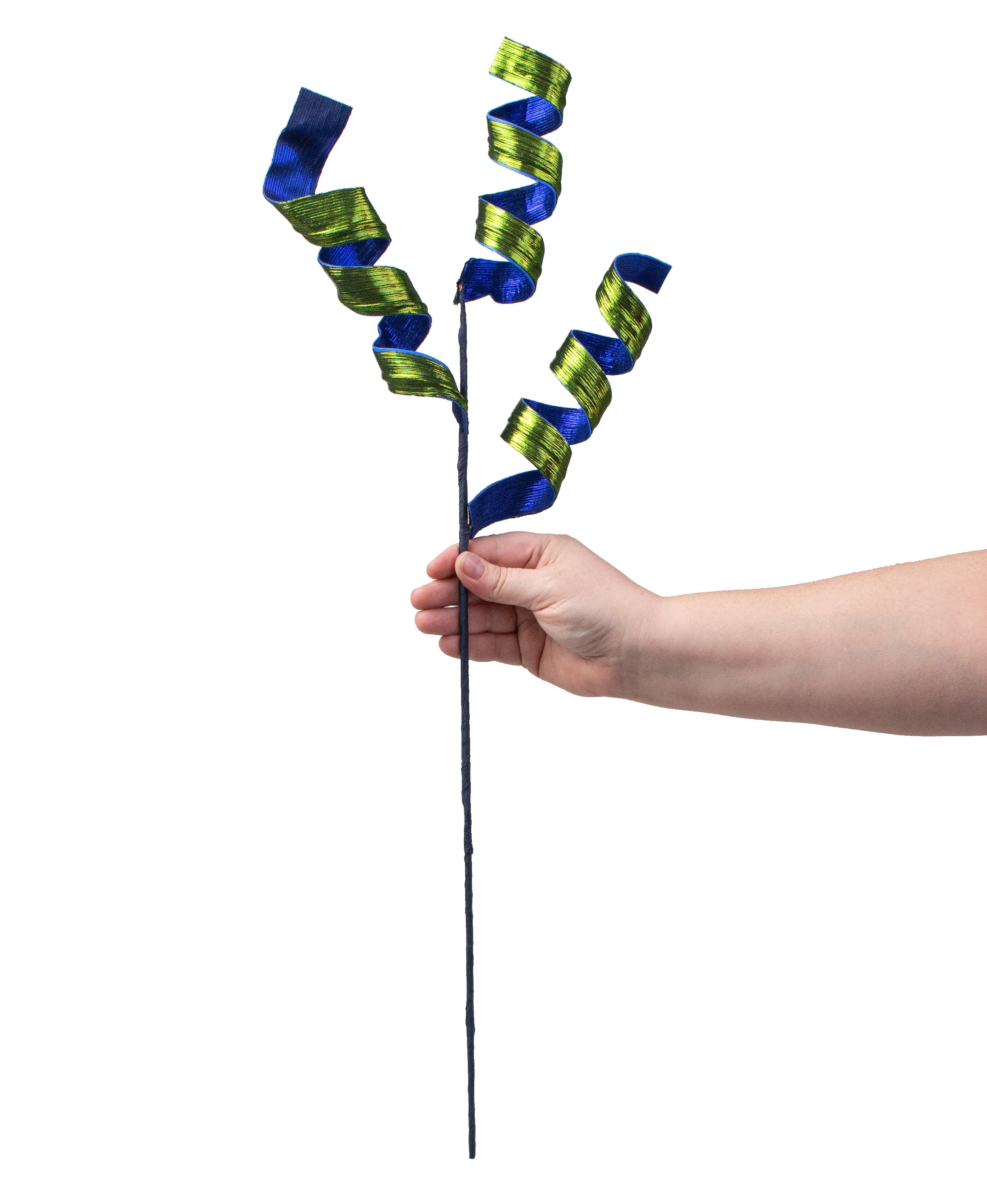 28" Metallic Curly Spray: Blue & Green detail photo 3