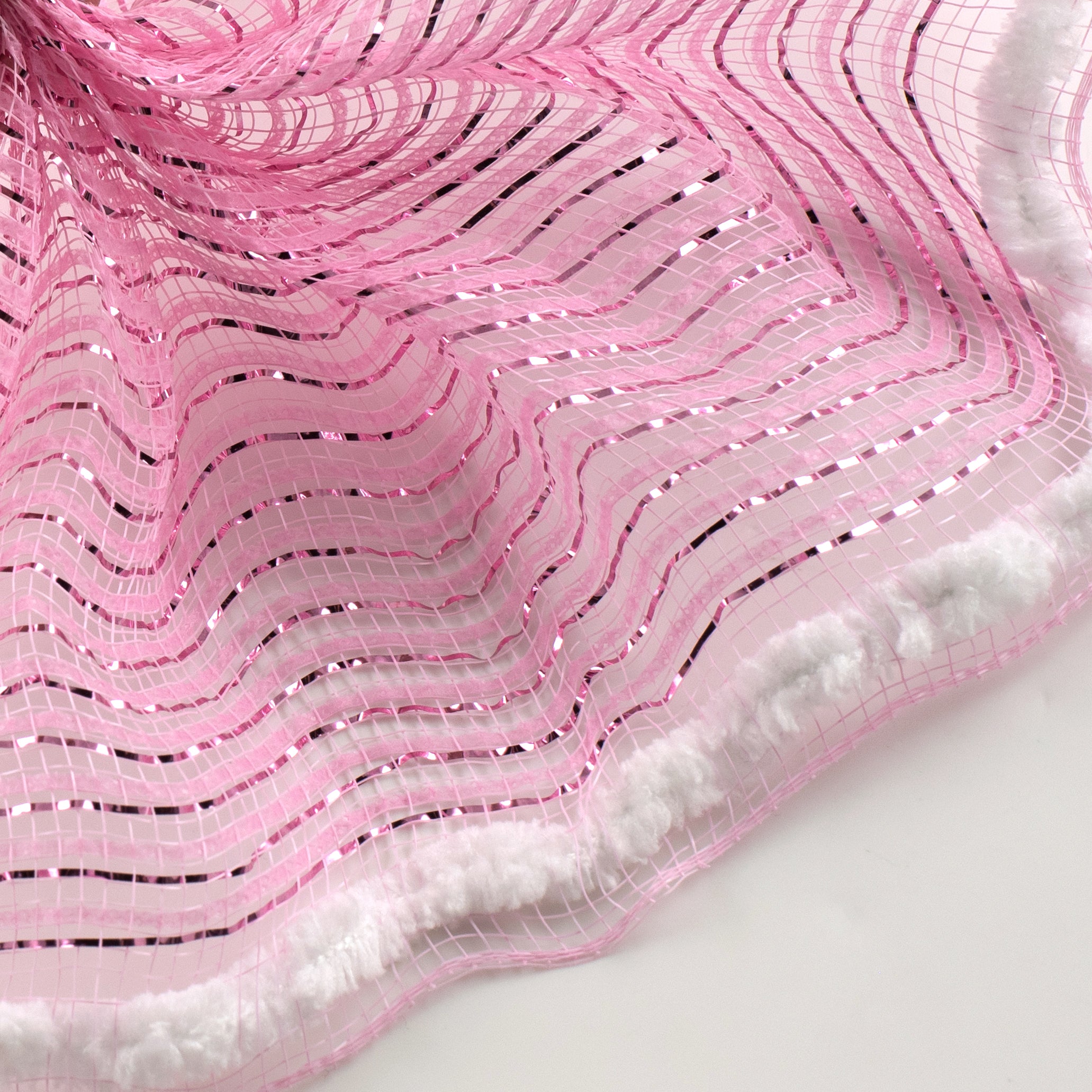10" Metallic Fat Snow Edge Breeze Mesh: Pink (5 Yards) Lifestyle Photo