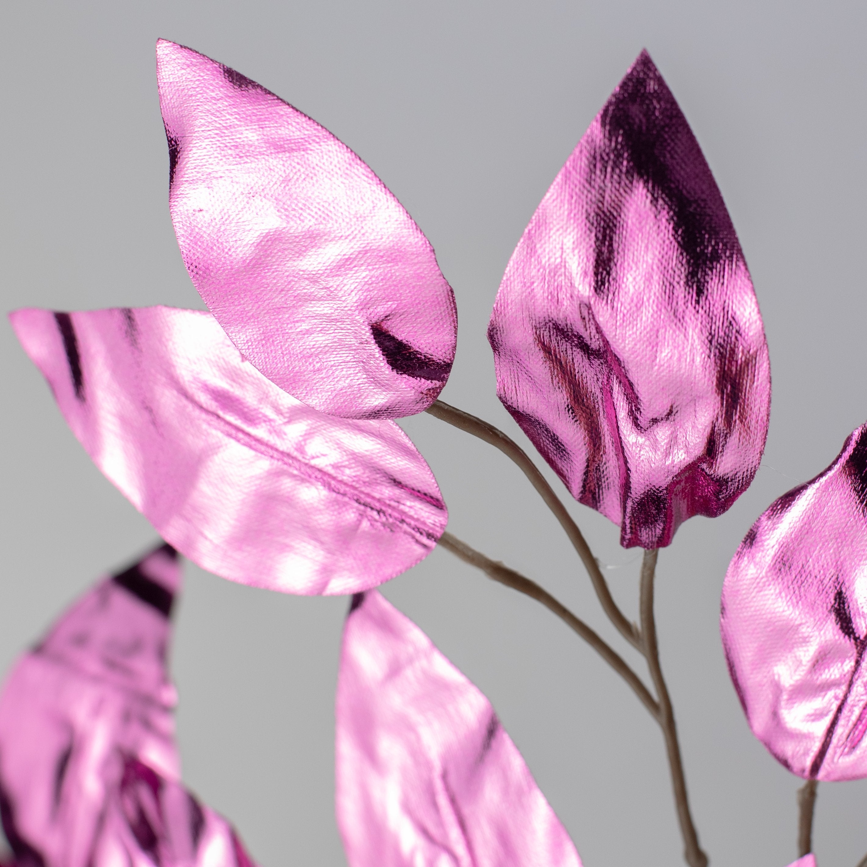 23" Metallic Ficus Leaf Spray: Pink (12) Lifestyle Photo
