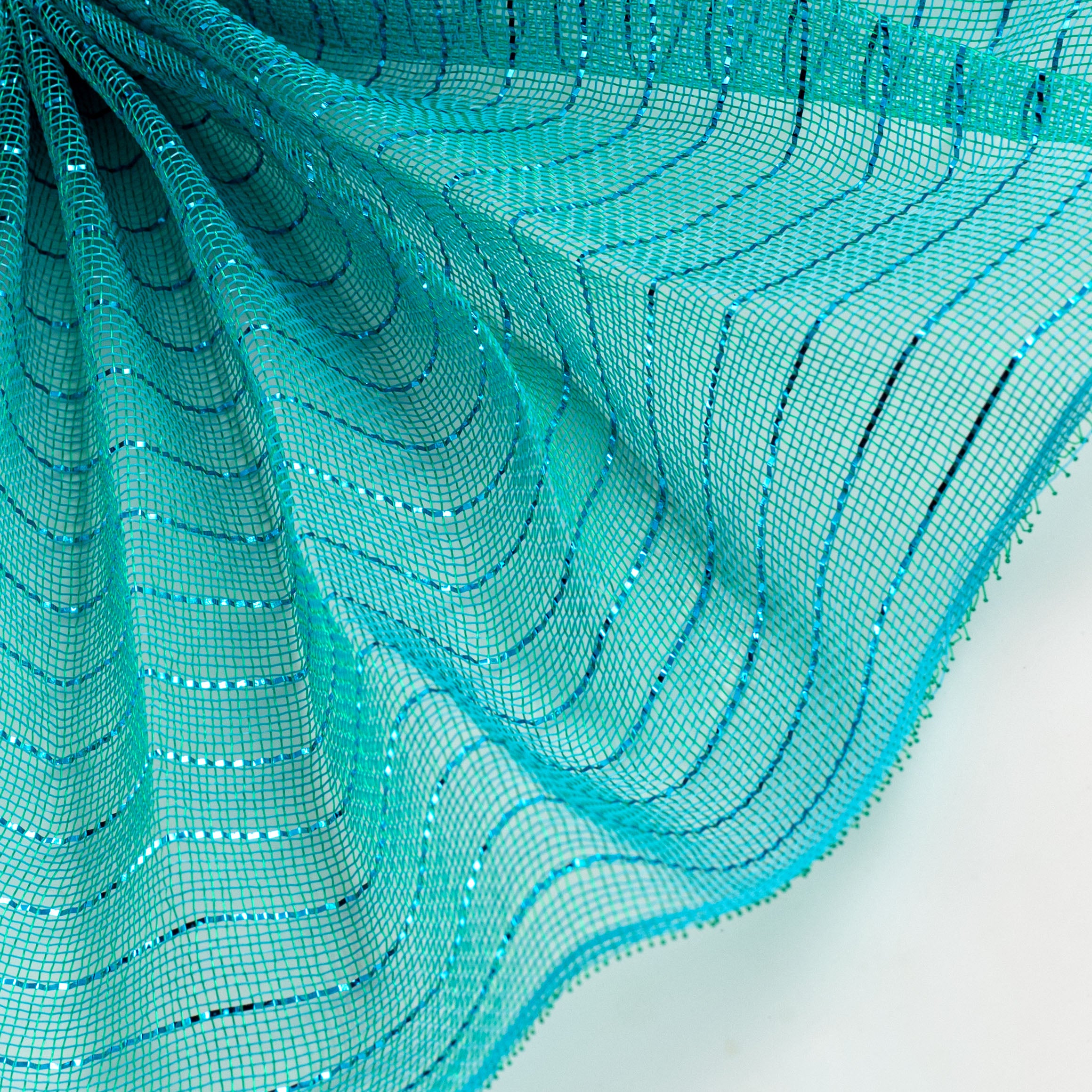 10" Metallic Fine Weave Deco Mesh: Teal Lifestyle Photo