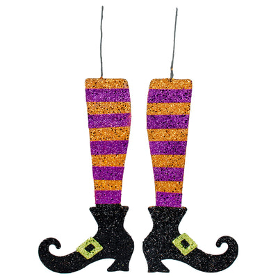 16" Metallic Foam Glittered Witch Leg Pair: Purple & Orange Item Number: HH1176