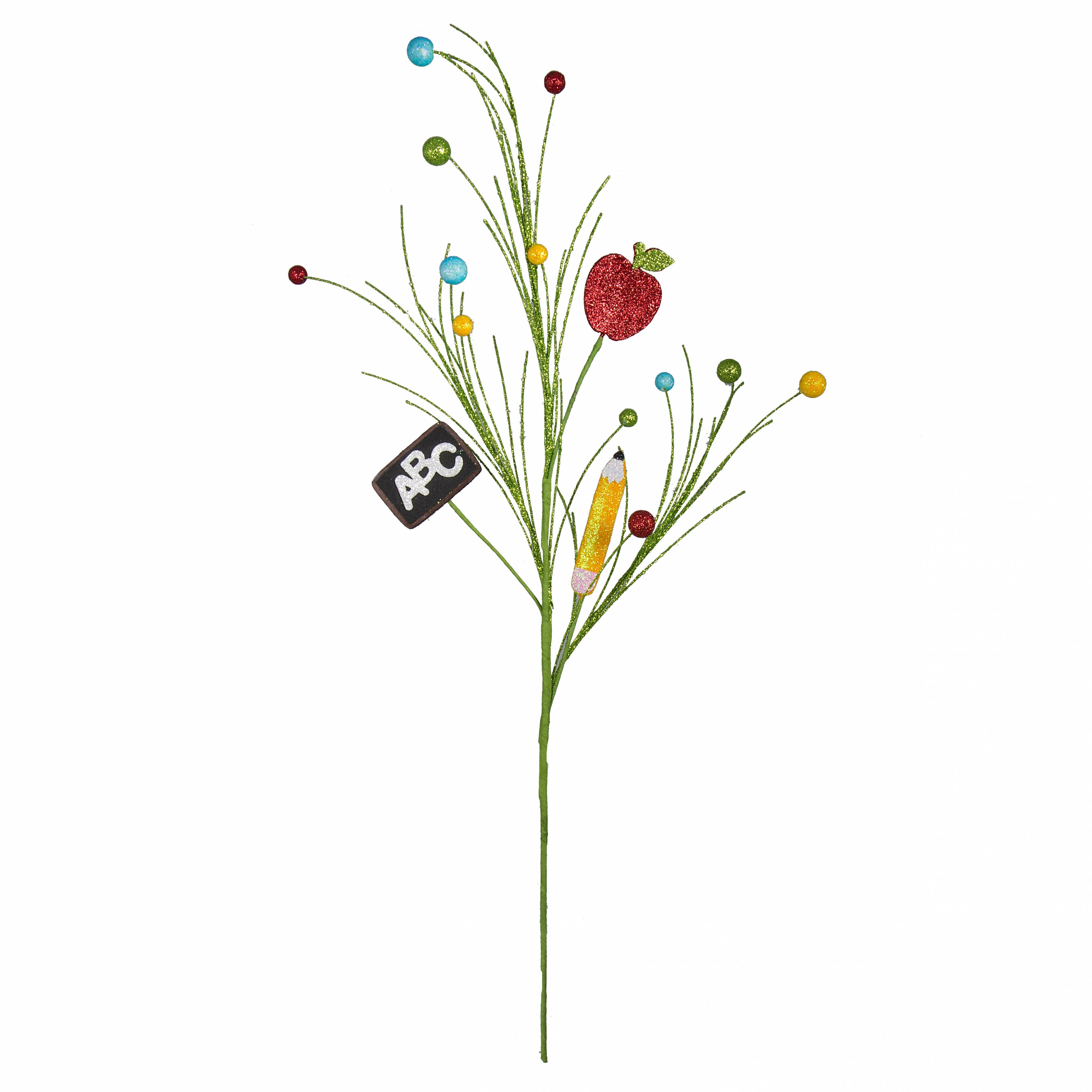 30" Metallic Glitter Back To School Floral Spray detail photo 3