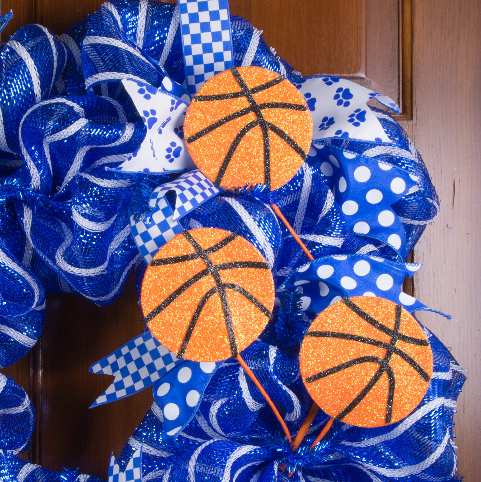 28" Metallic Glitter Basketball Spray: Orange & Black Lifestyle Photo
