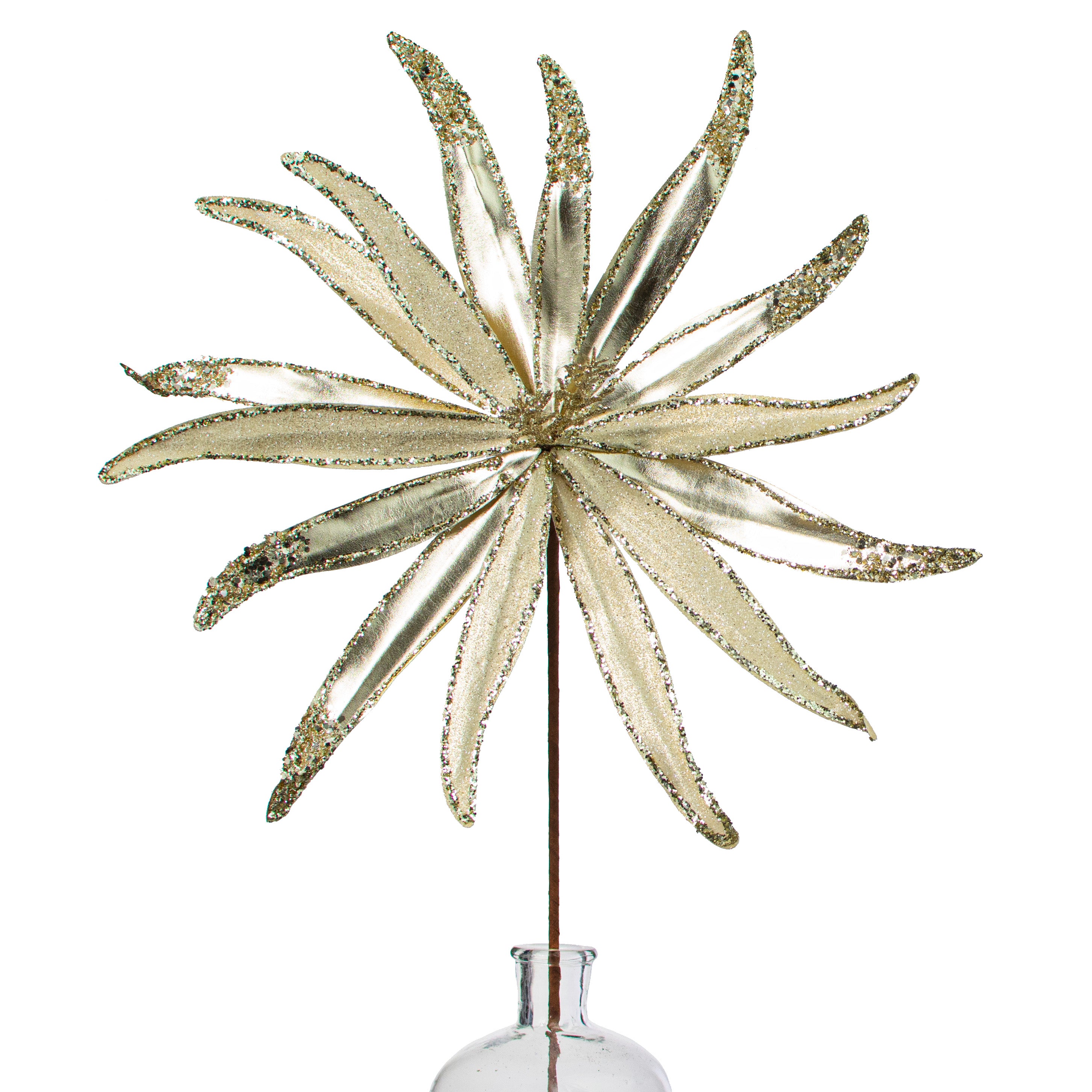 19" Metallic & Glitter Bead Flower Stem: Champagne Item Number: XS863261
