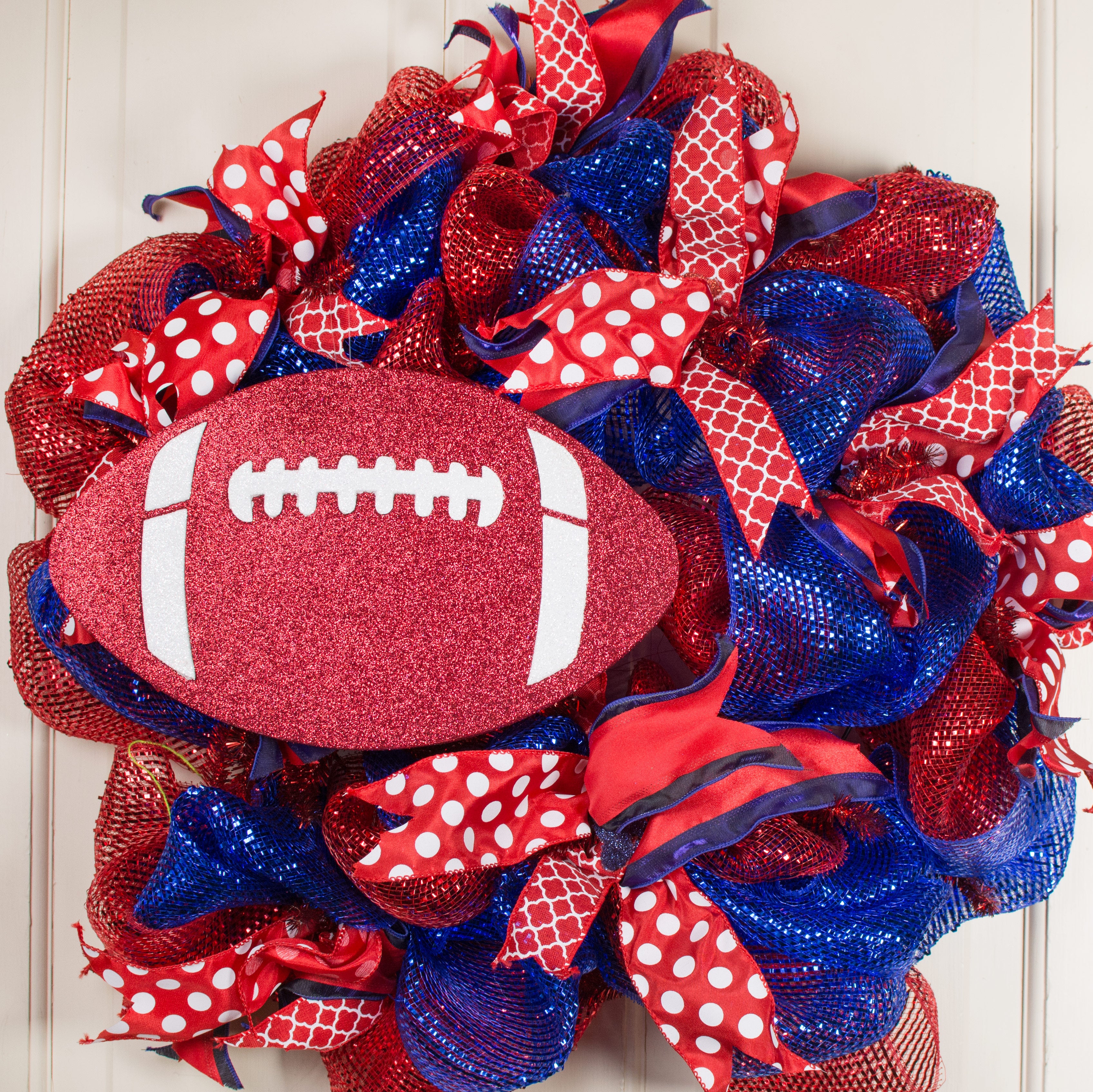 12" Metallic Glitter Football: Crimson & White Lifestyle Photo