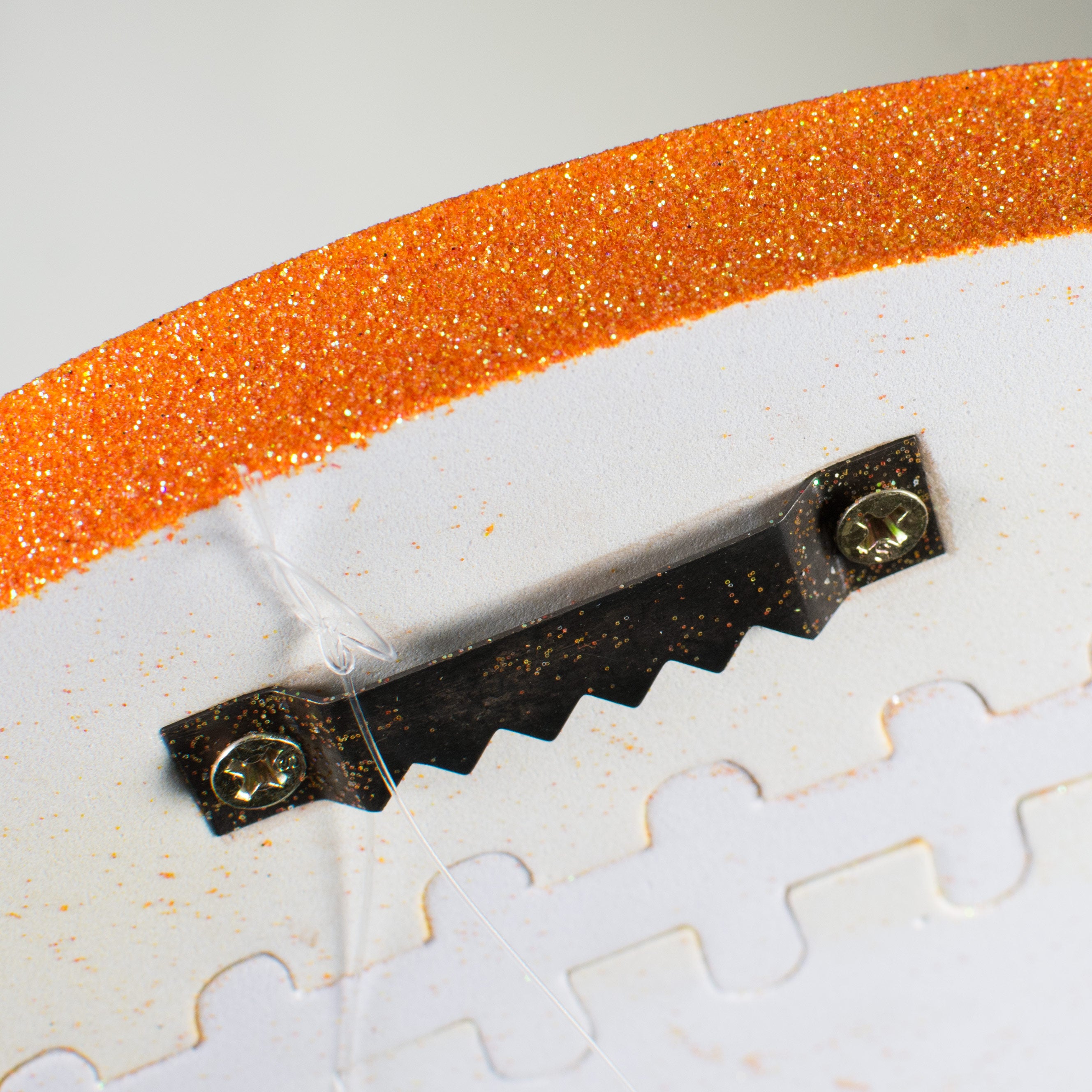 12" Metallic Glitter Football: Orange & White detail photo 3