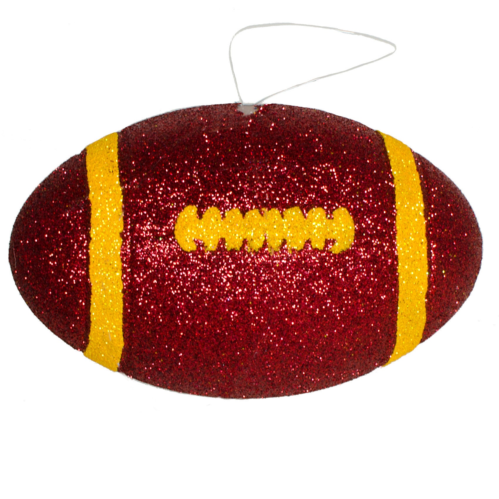 4.5" Metallic Glitter Football Ornament: Crimson Red & Yellow Item Number: MS1200H7