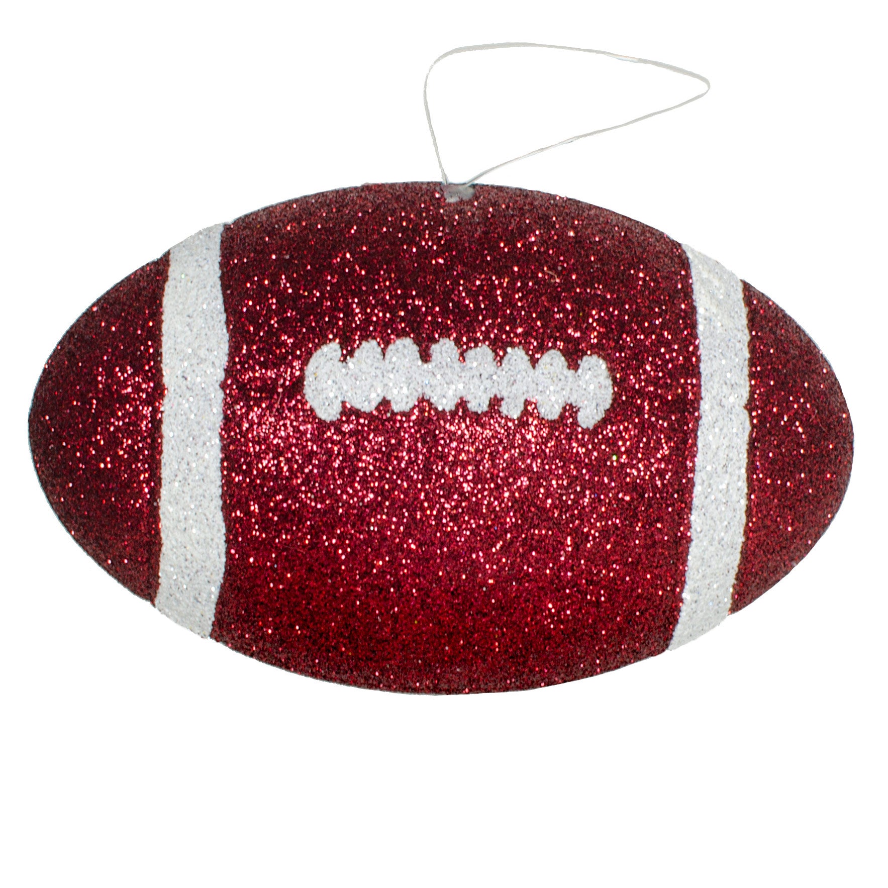 4.5" Metallic Glitter Football Ornament: Maroon & White Item Number: MS1200H5