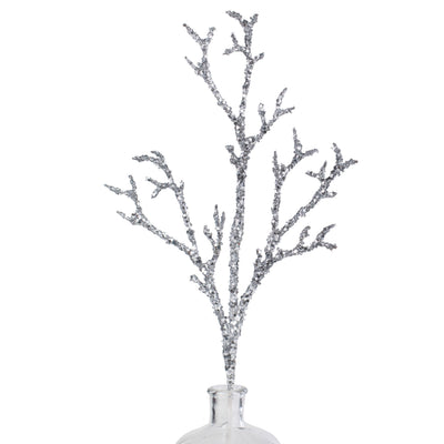 24" Metallic Glittered Coral Twig Branch: Silver Item Number: ISB73871