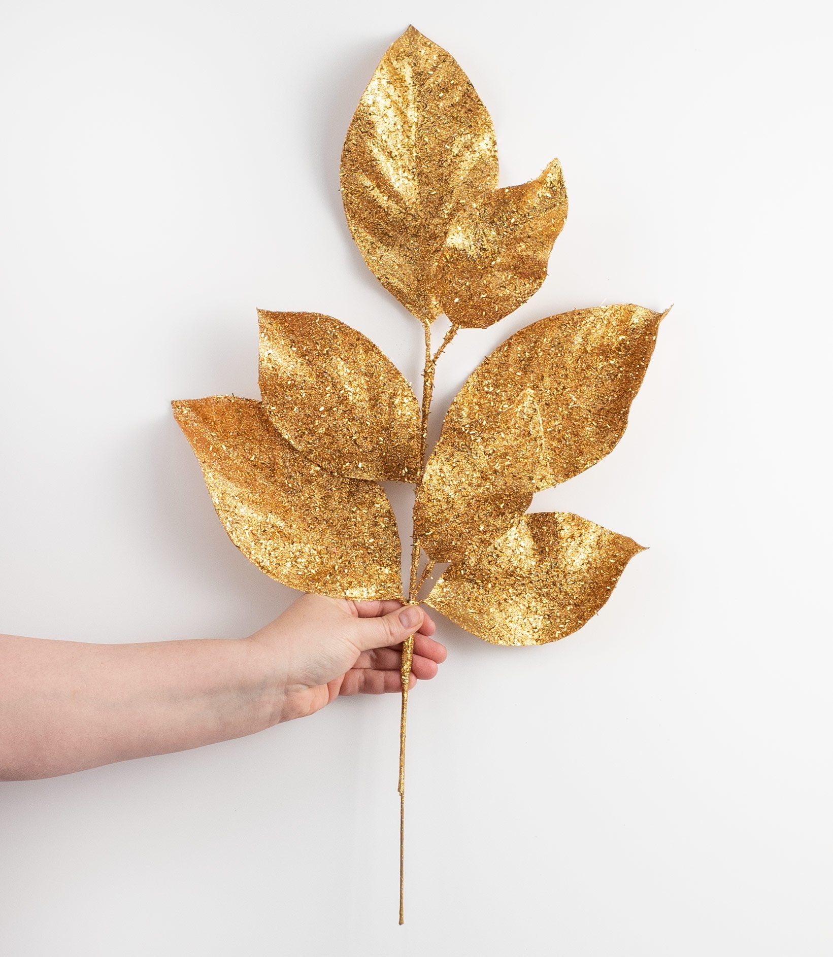 24" Metallic Glittered Magnolia Spray: Gold detail photo 3