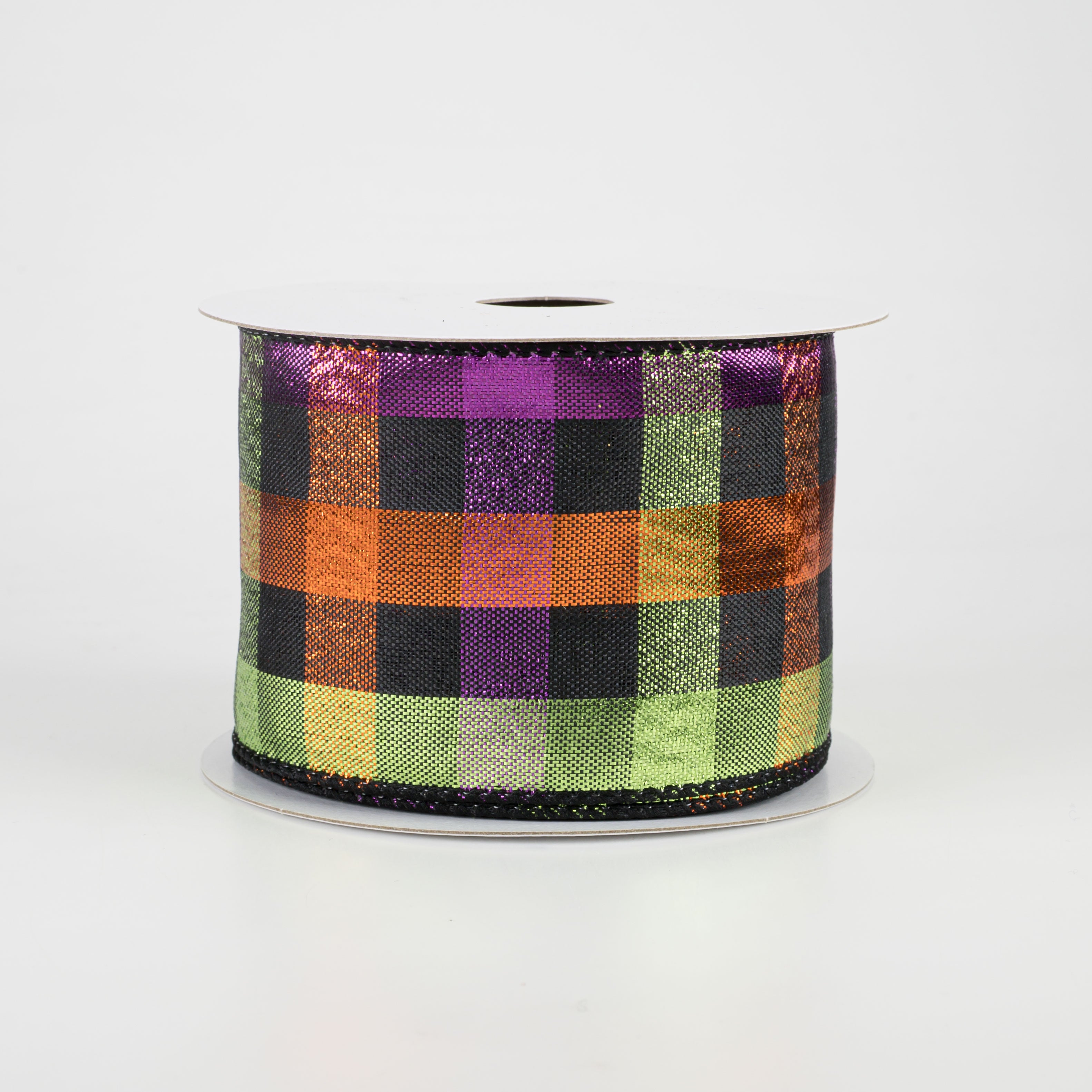 2.5" Metallic Halloween Square Check Ribbon (10 Yards)