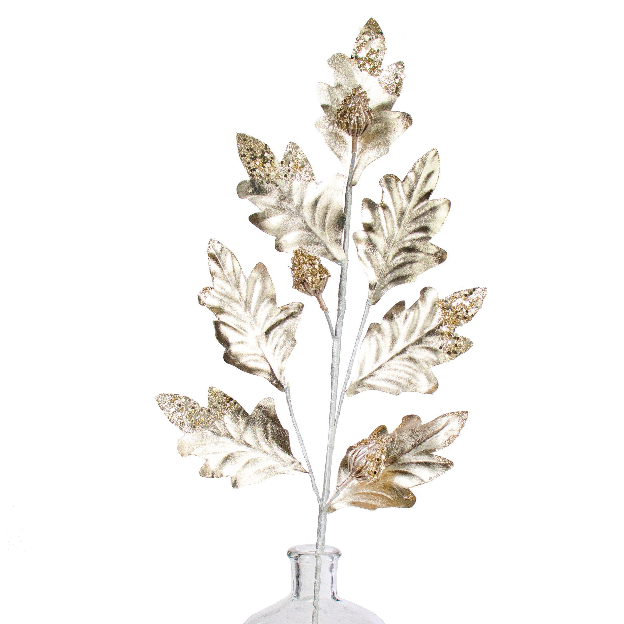 30" Metallic Holly Leaves Spray: Champagne Item Number: 85809CH