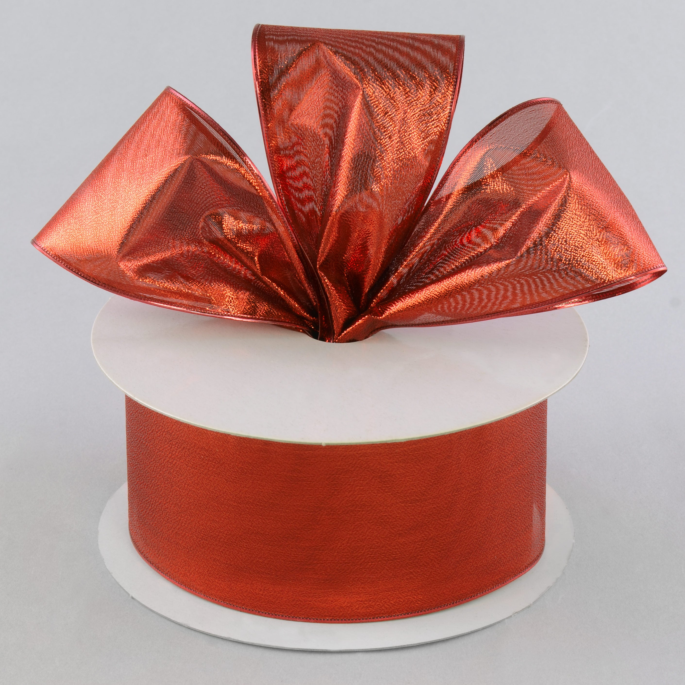 2.5" Metallic Lamé Fabric Ribbon: Red (100 feet) Lifestyle Photo