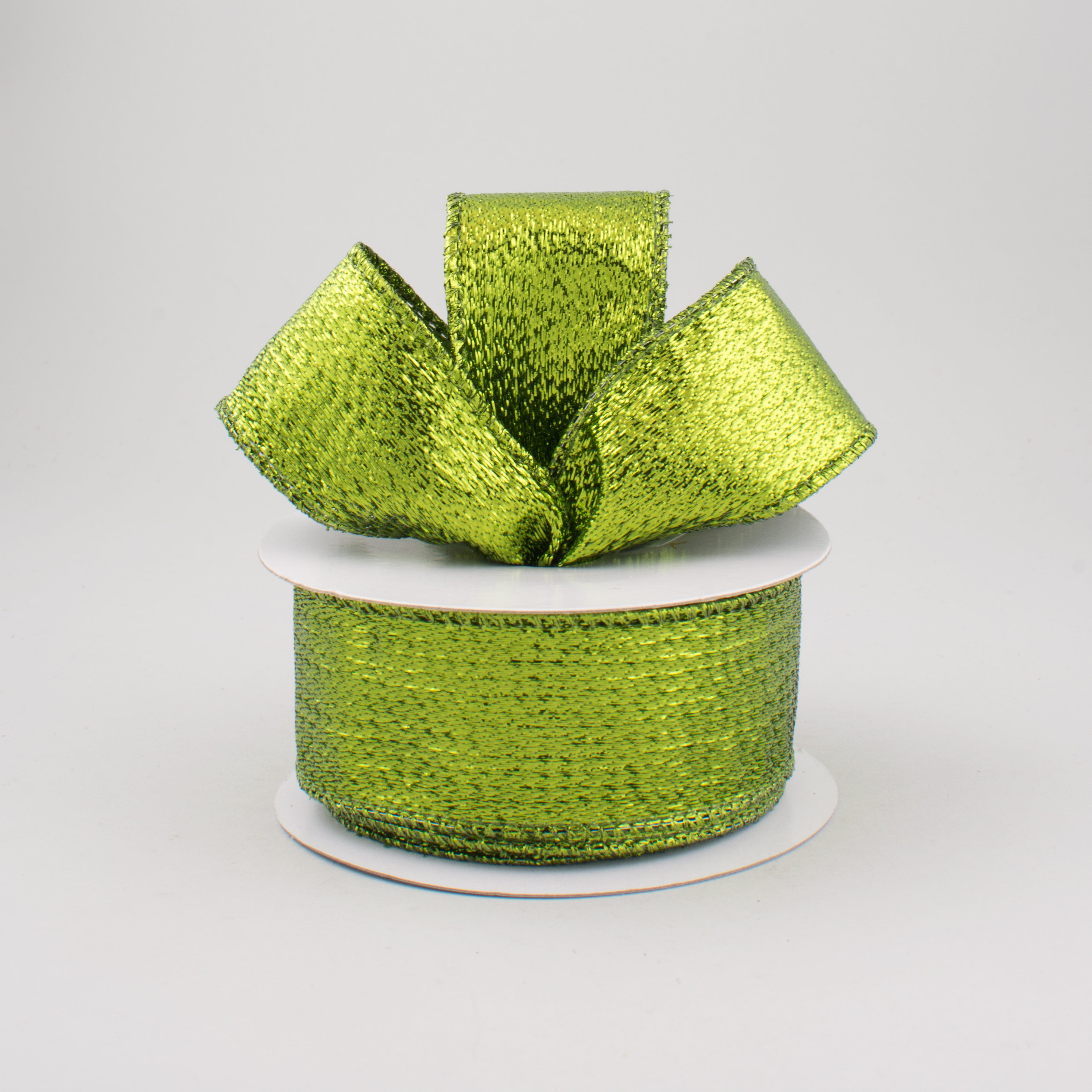 1.5" Metallic Lame Ribbon: Lime Green (10 Yards) Lifestyle Photo