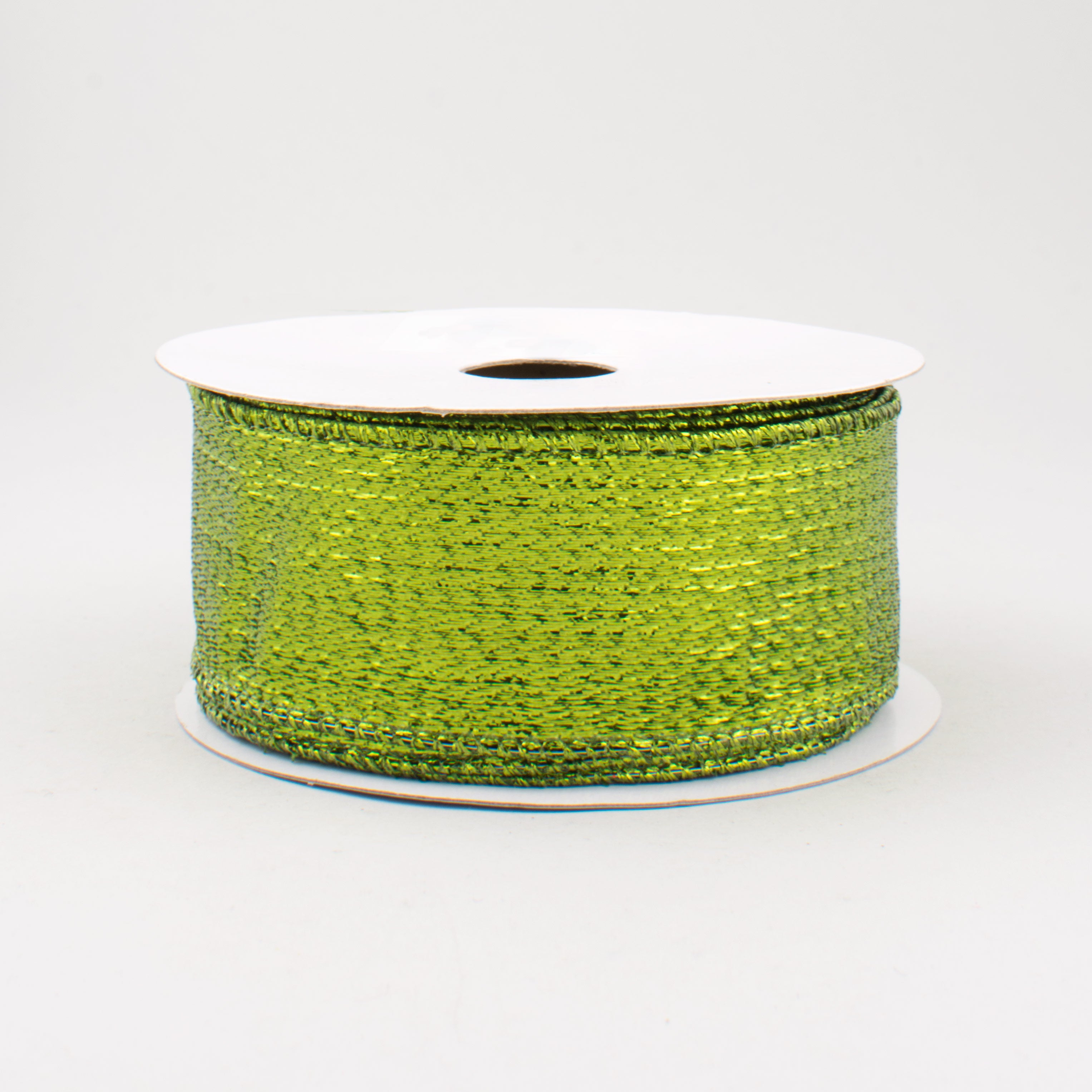 1.5" Metallic Lame Ribbon: Lime Green (10 Yards)
