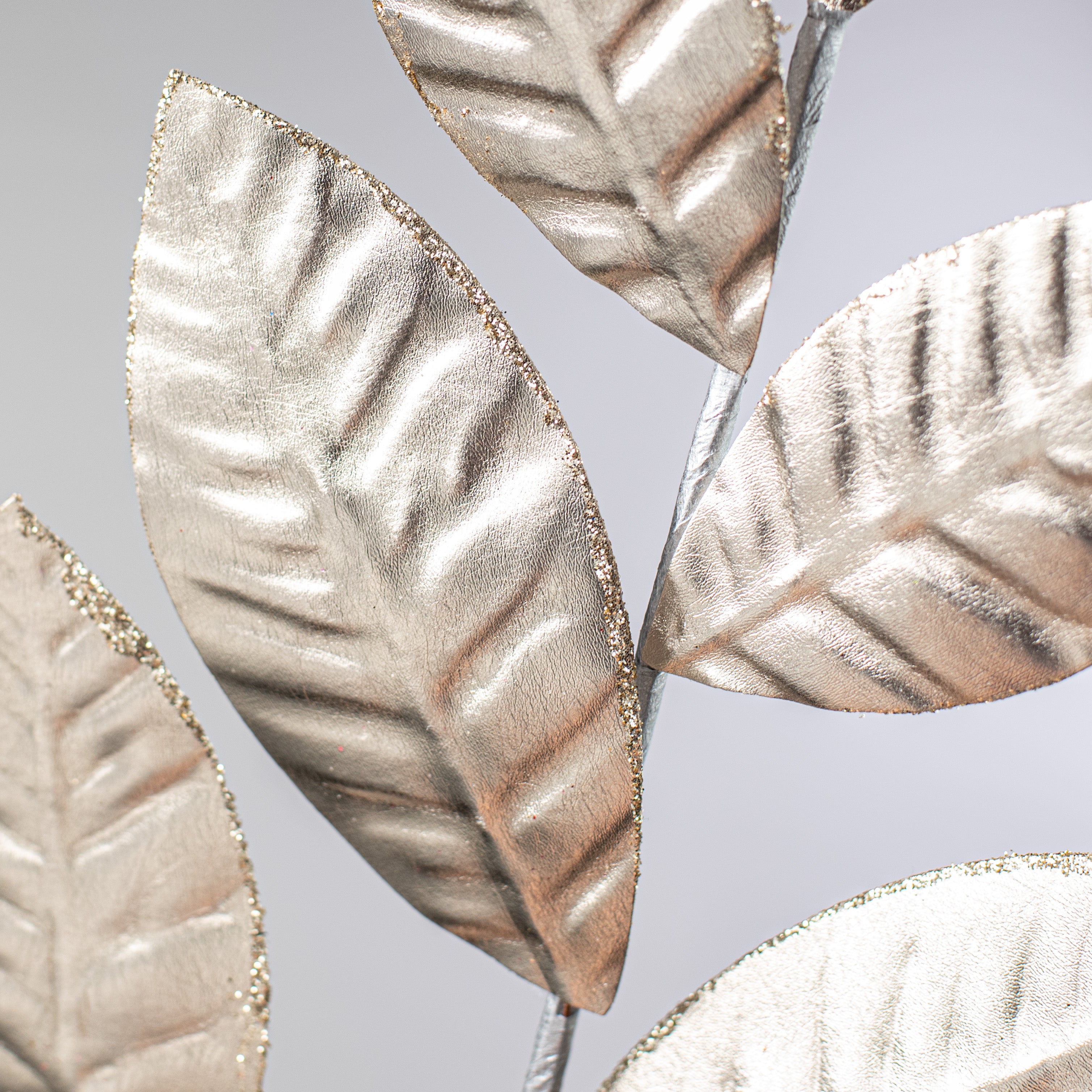 25" Metallic Magnolia Leaves Spray: Champagne Lifestyle Photo
