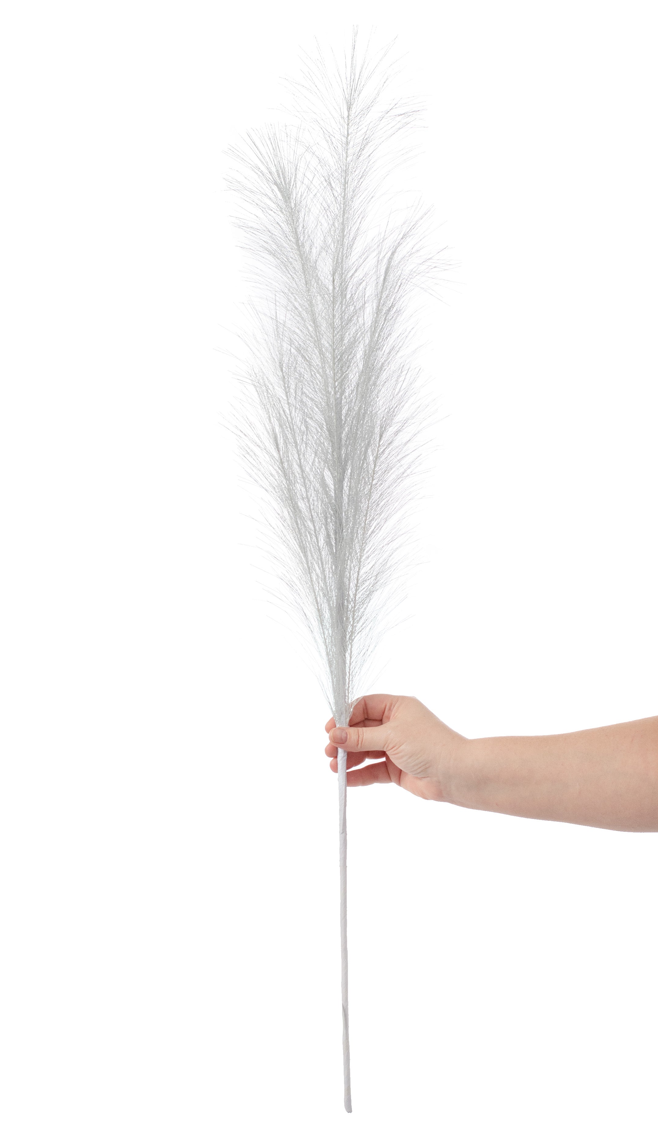 38" Metallic Pampas Grass Spray: Silver detail photo 4