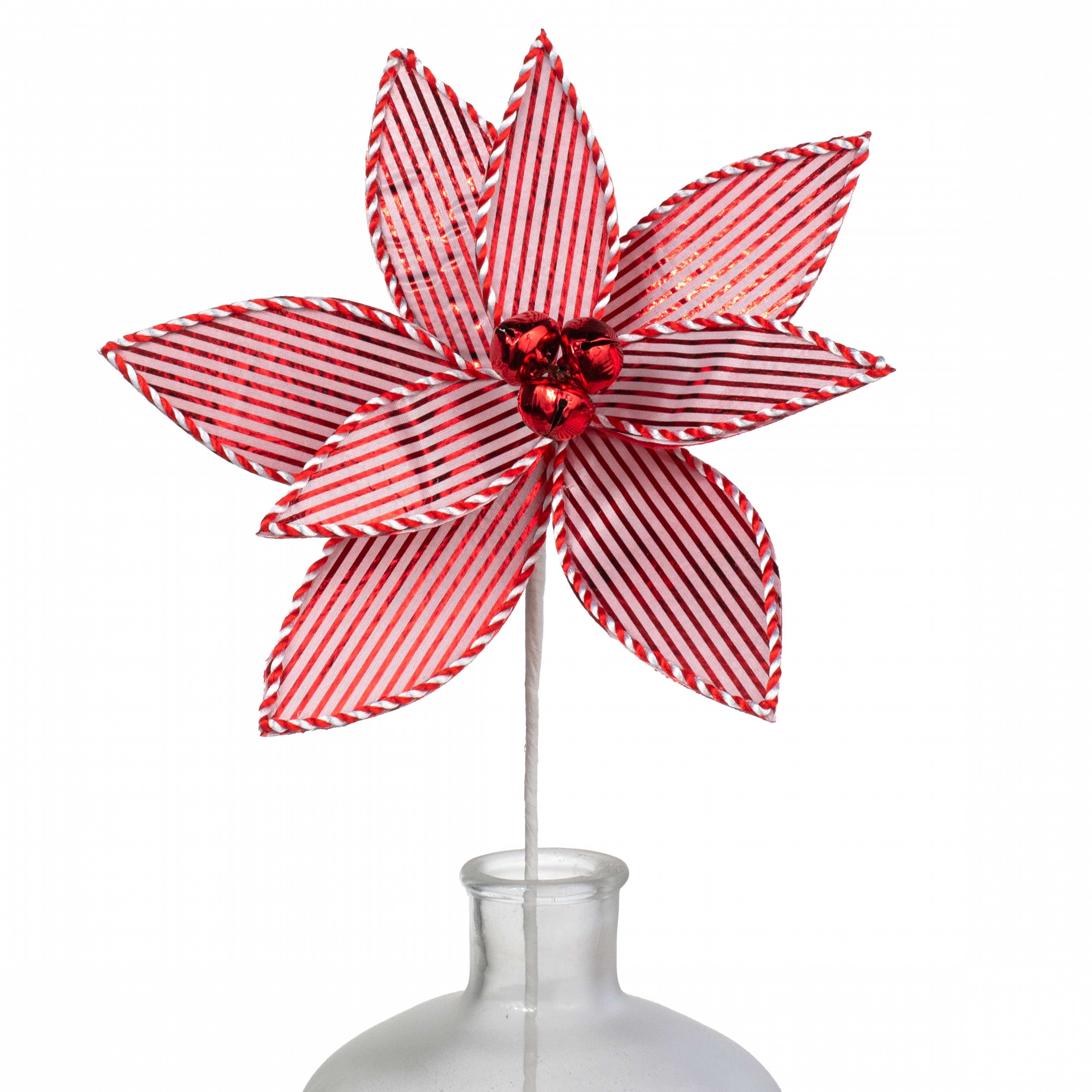 22" Metallic Peppermint Poinsettia Stem Item Number: 86027RDWT