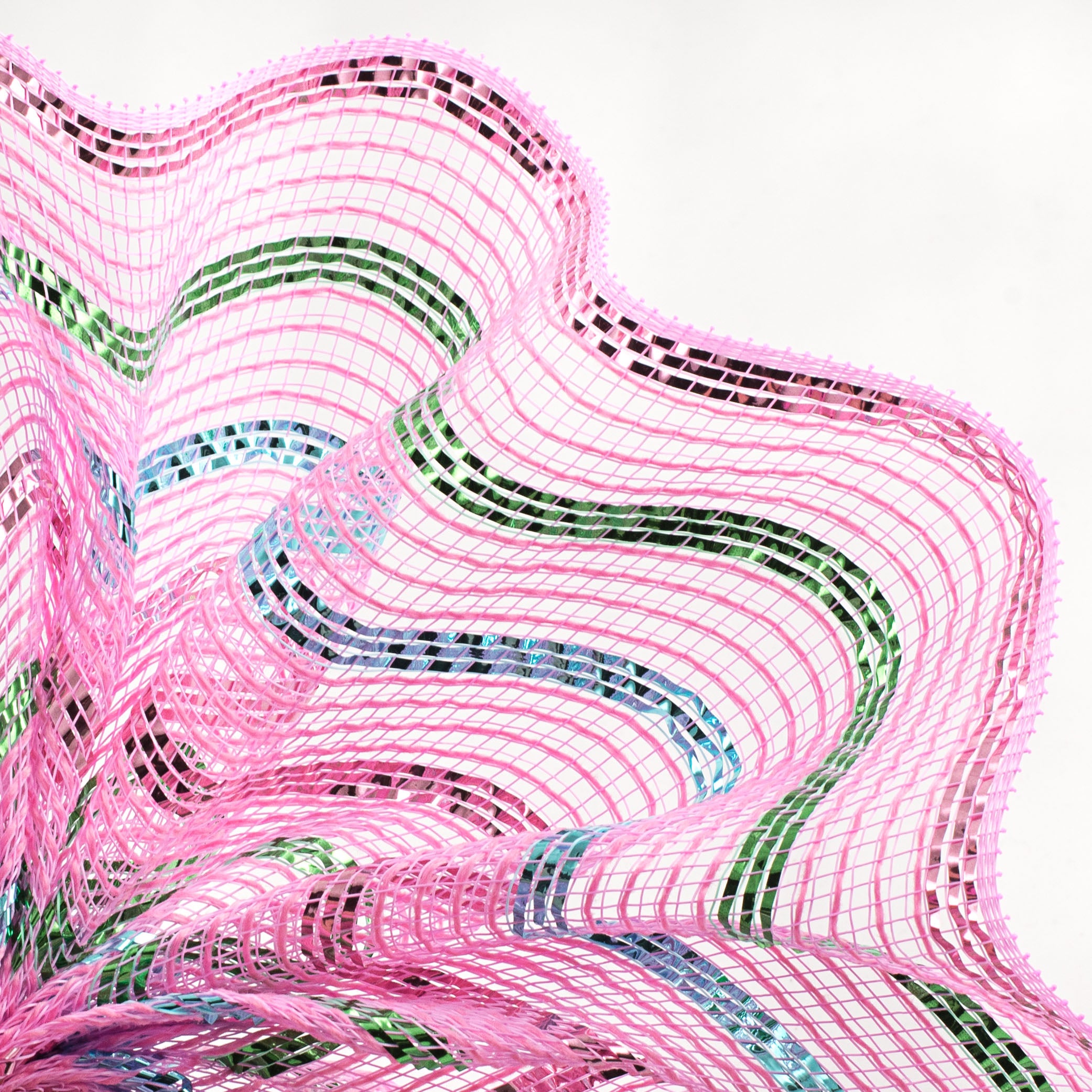 10" Metallic Poly Faux Jute Mesh: Pink, Ice Blue, Mint Lifestyle Photo