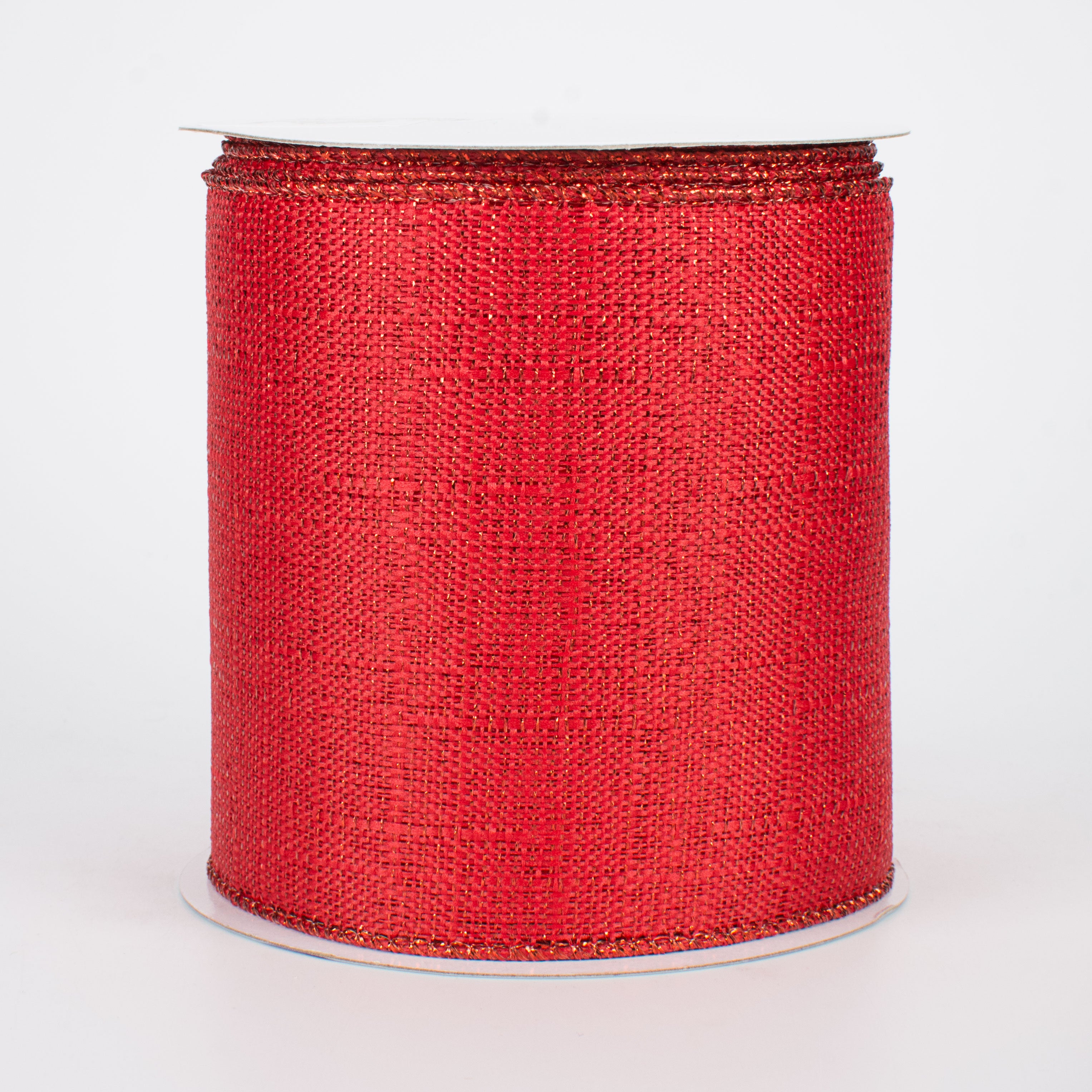4" Metallic Royal Canvas Ribbon: Red (10 Yards)