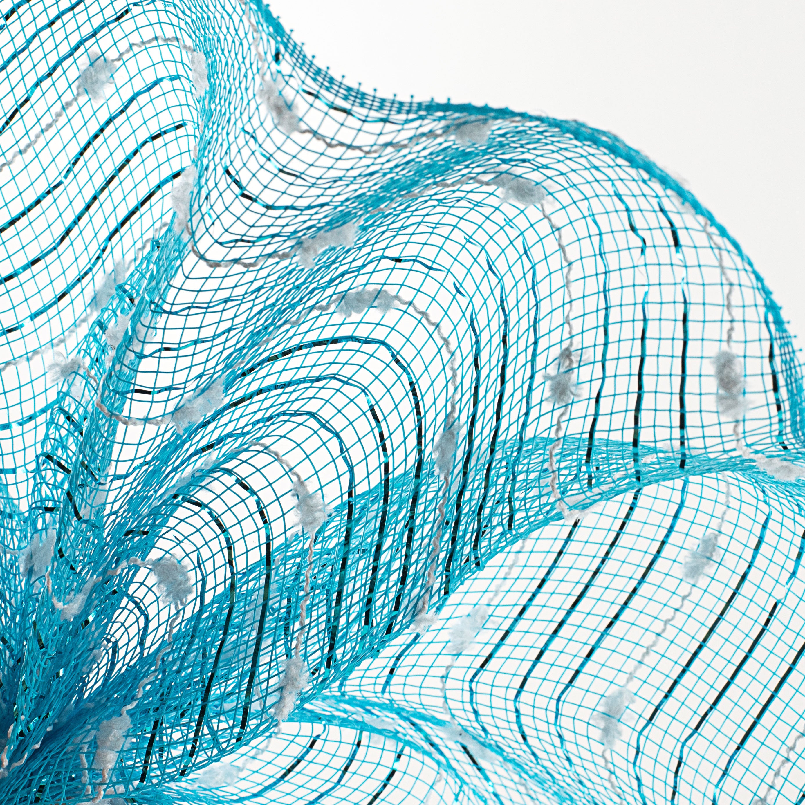 10" Metallic Snowball Deco Mesh: Turquoise & White (10 Yards) Lifestyle Photo