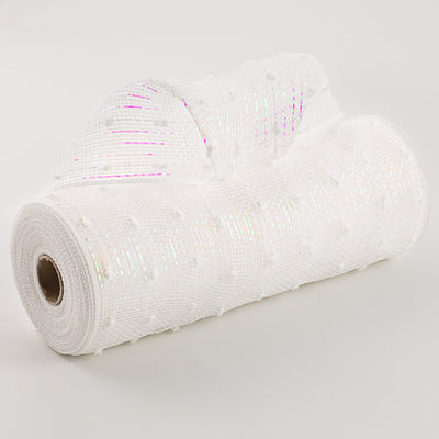 10" Metallic Snowball Deco Mesh: White Iridescent (10 Yards) Item Number: RY820050