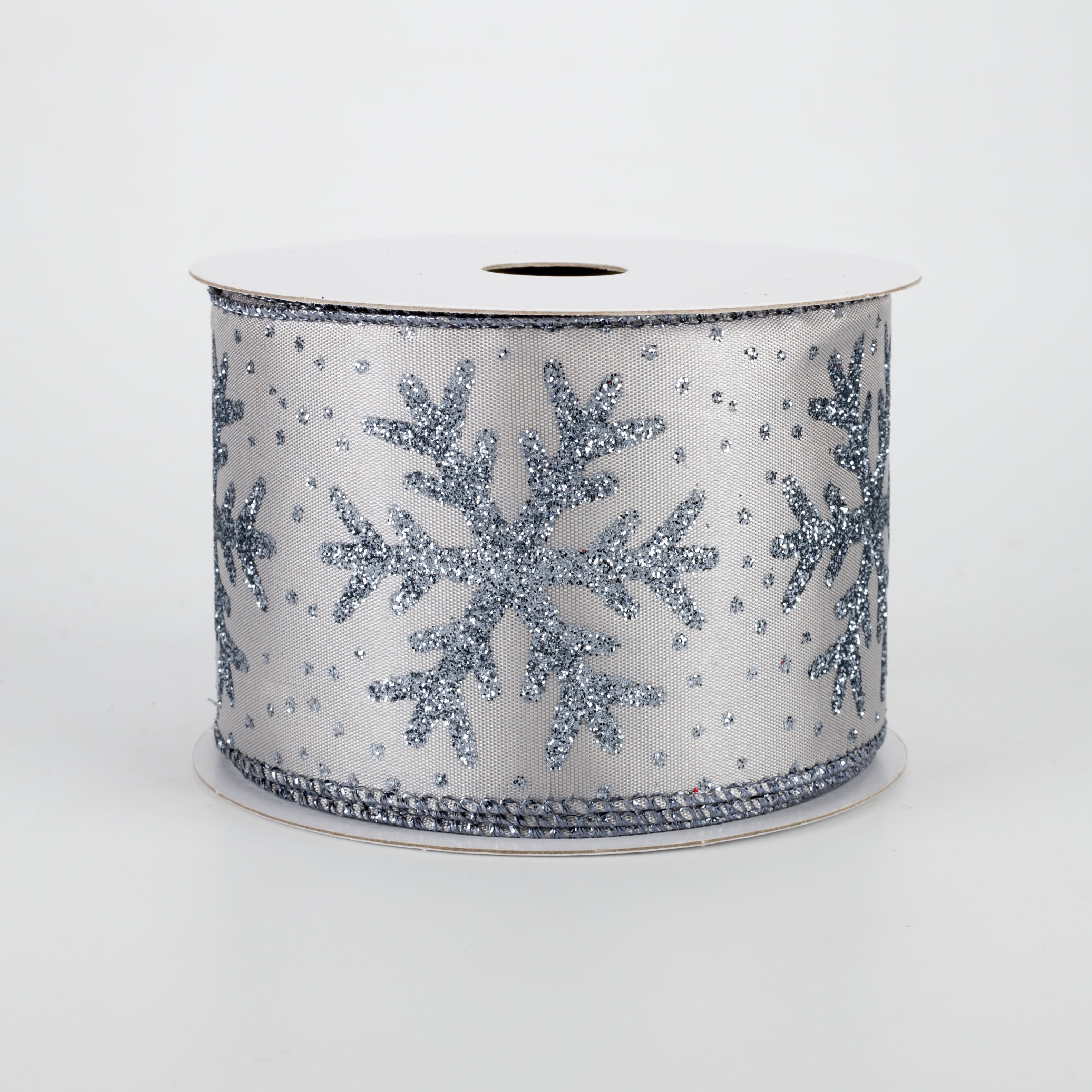 2.5" Metallic Snowflake Ribbon: Steel Blue (10 Yards)