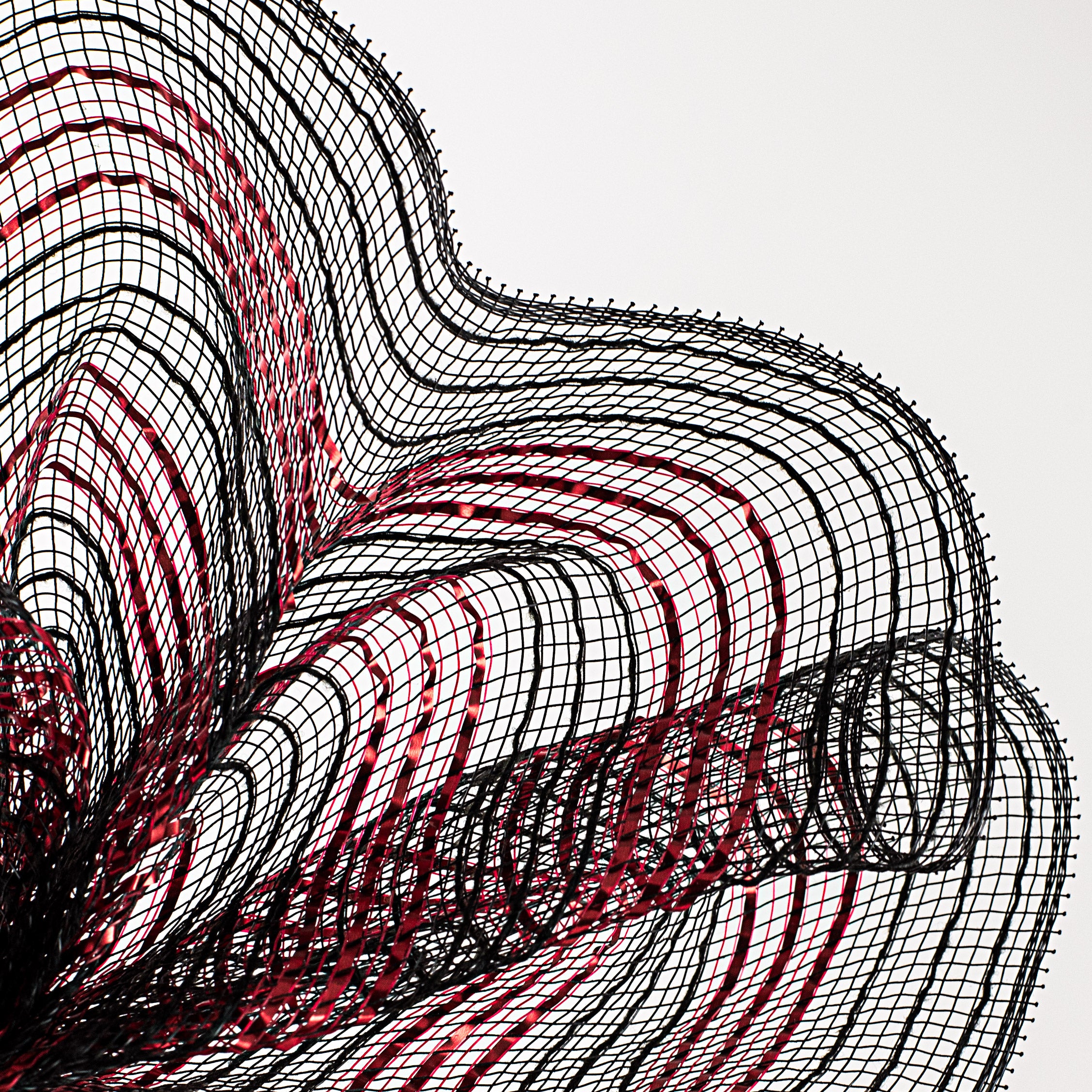 10" Metallic Stripe Fabric Mesh: Black & Red Lifestyle Photo