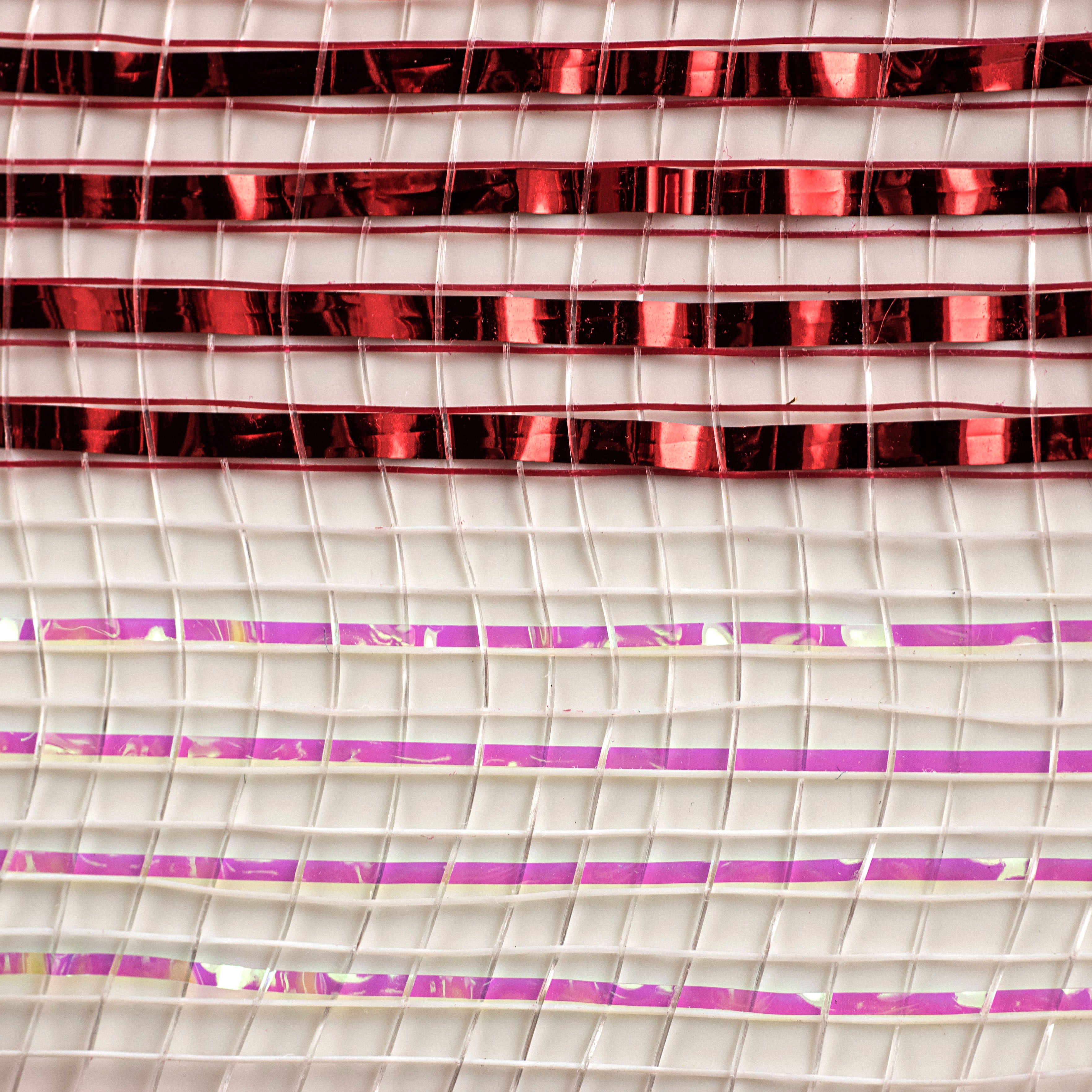 10" Metallic Stripe Mesh: Red & Iridescent detail photo 3