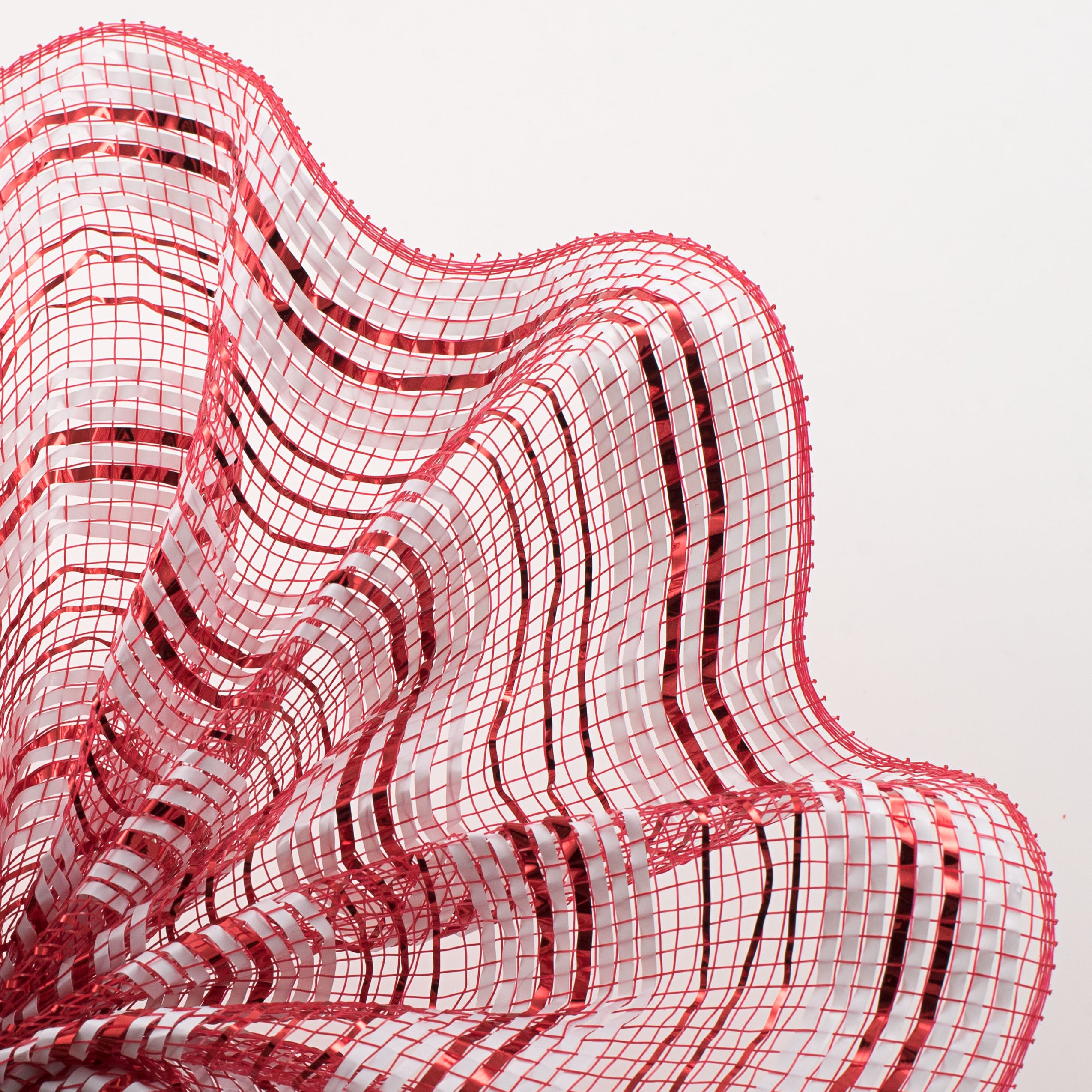 10" Metallic Double Stripe Mesh: Red & White Lifestyle Photo