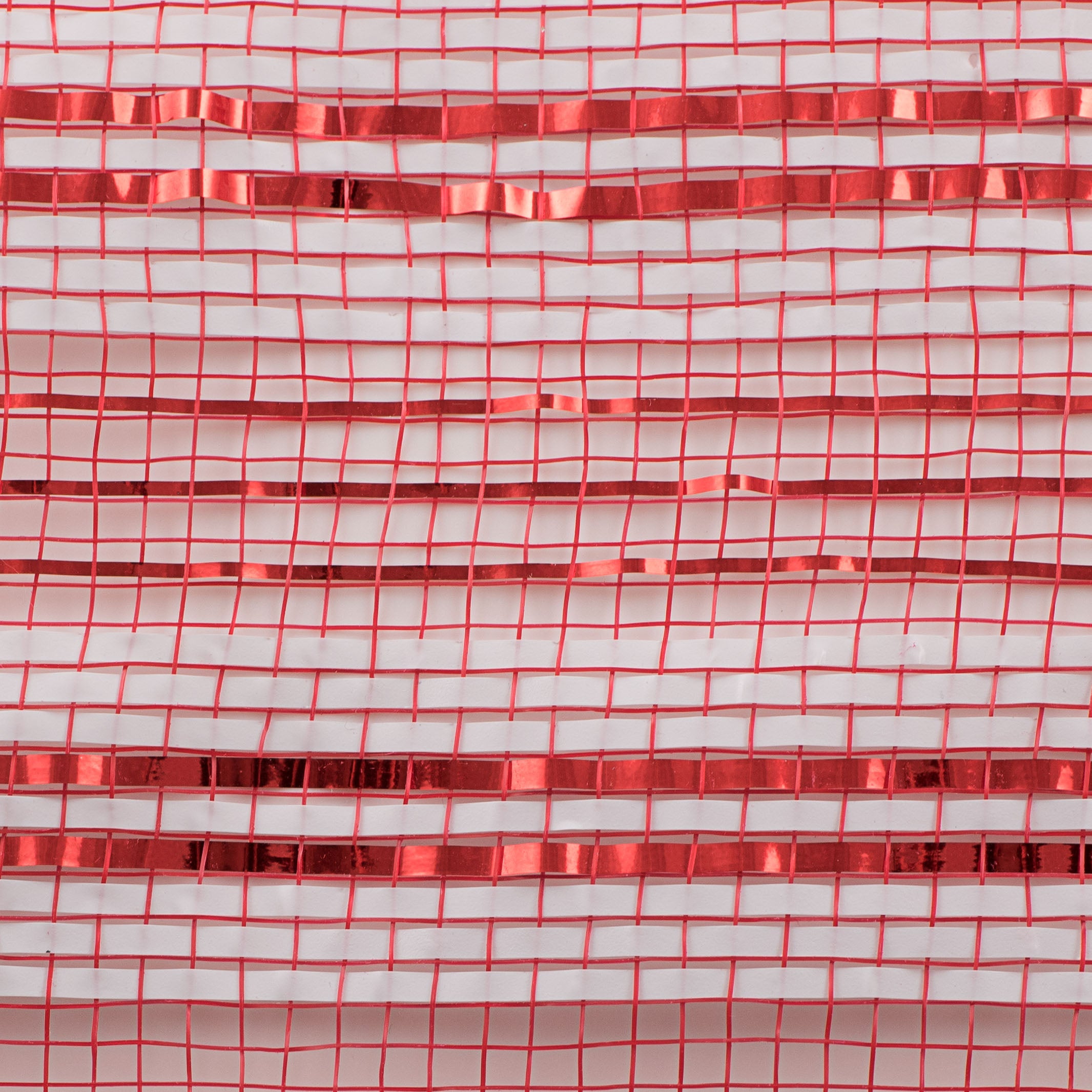 10" Metallic Double Stripe Mesh: Red & White detail photo 3